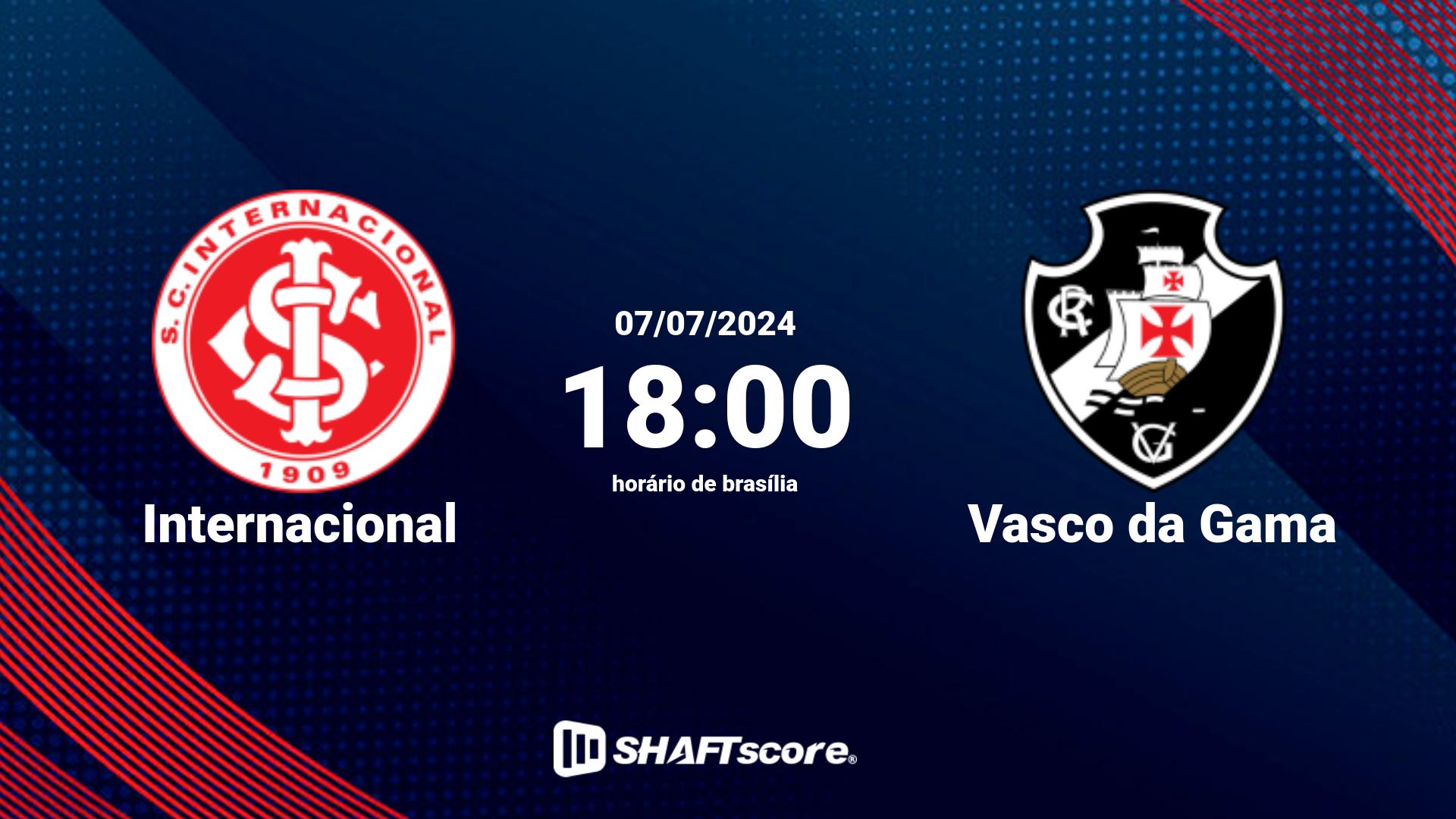 Estatísticas do jogo Internacional vs Vasco da Gama 07.07 18:00