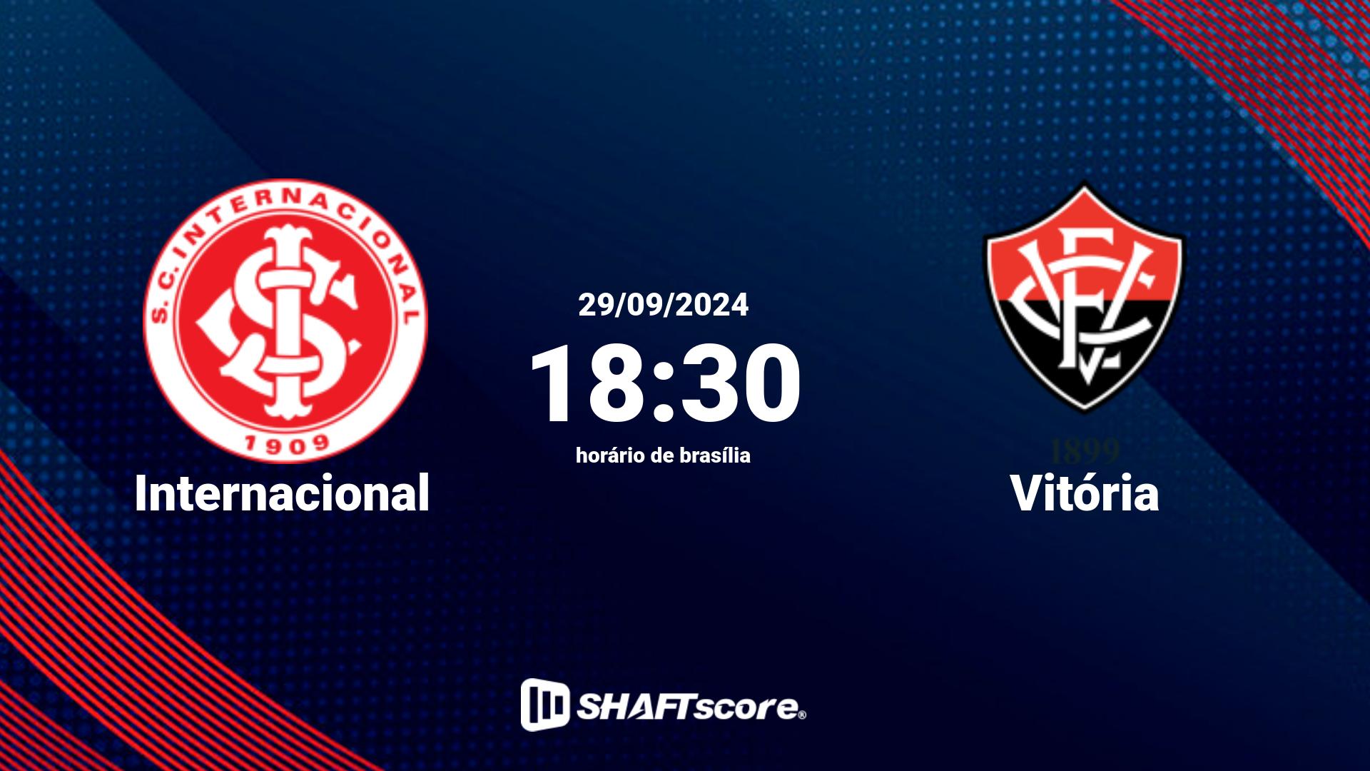 Estatísticas do jogo Internacional vs Vitória 29.09 18:30