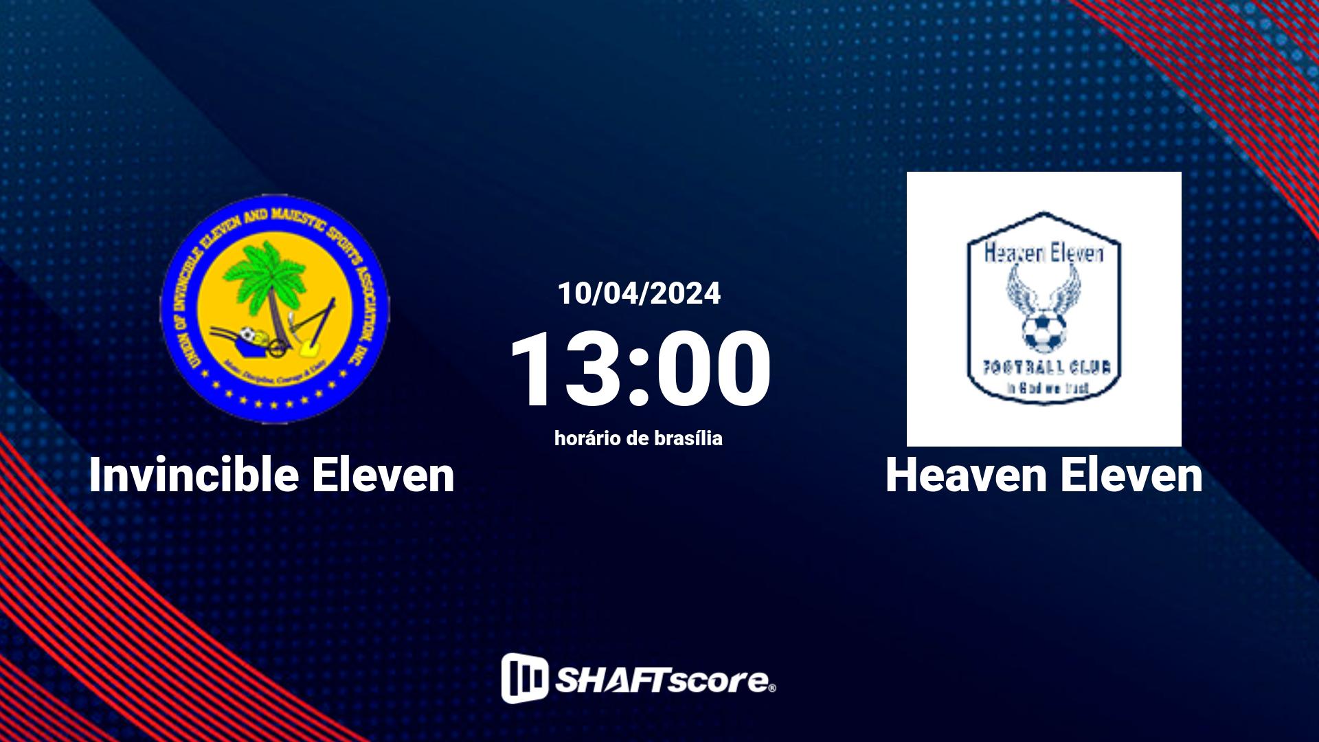 Estatísticas do jogo Invincible Eleven vs Heaven Eleven 10.04 13:00