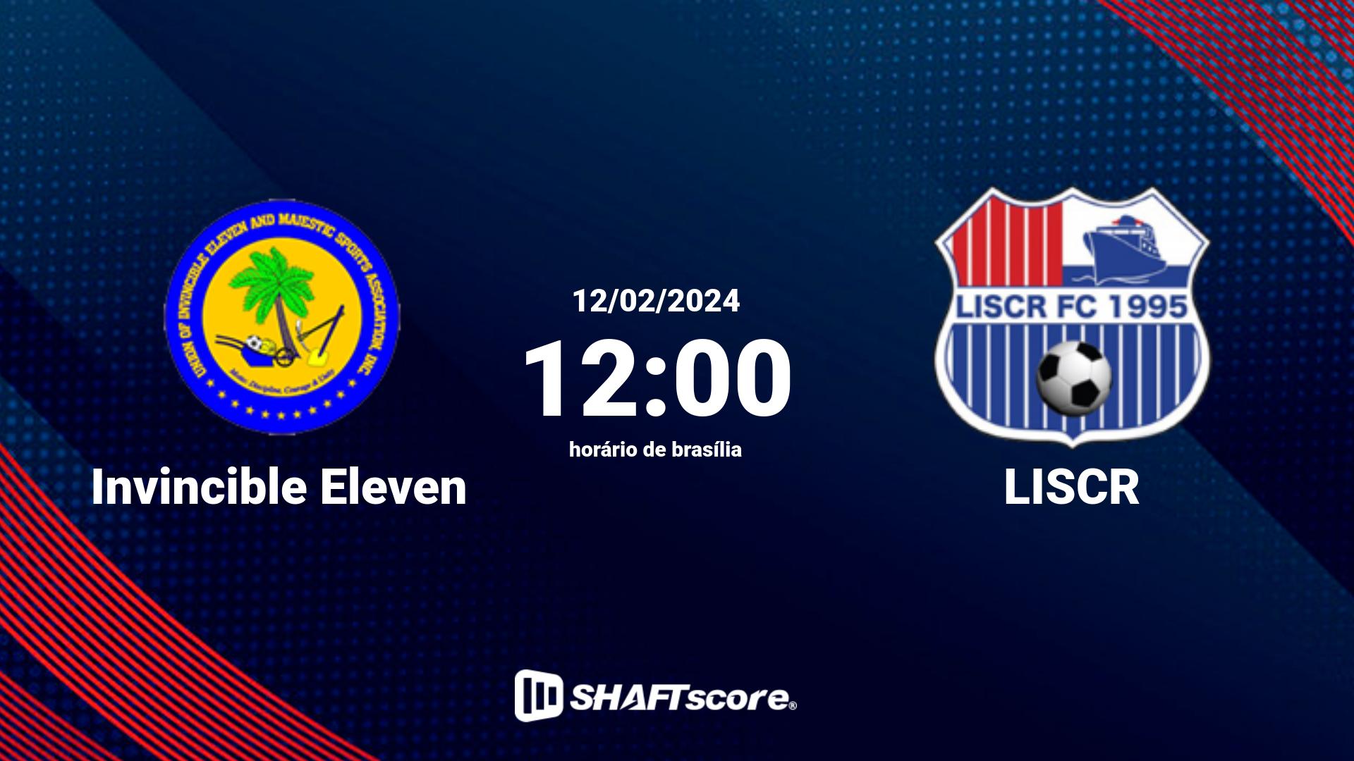 Estatísticas do jogo Invincible Eleven vs LISCR 12.02 12:00