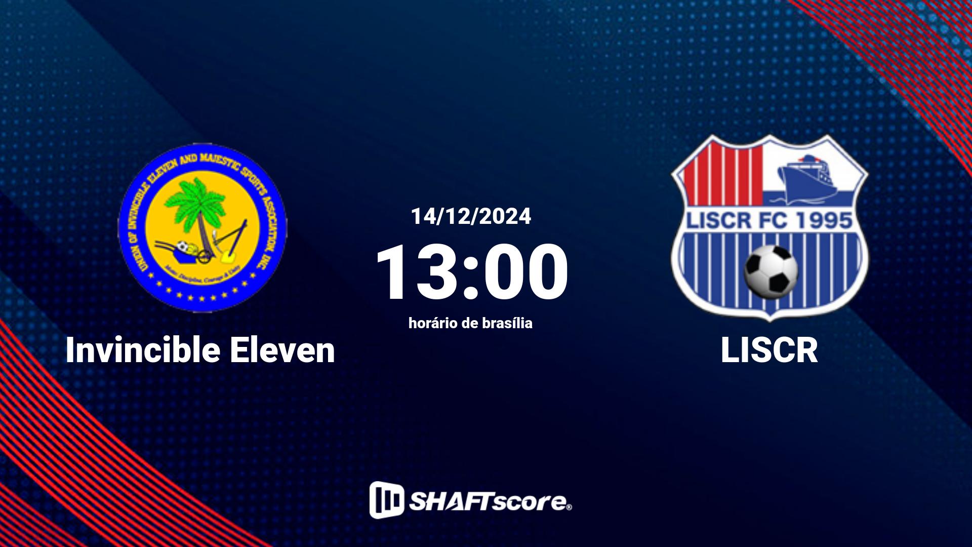 Estatísticas do jogo Invincible Eleven vs LISCR 14.12 13:00