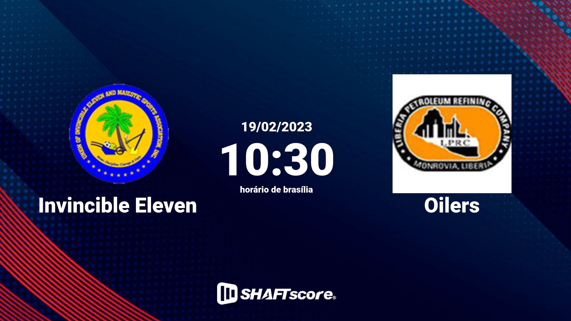 Estatísticas do jogo Invincible Eleven vs Oilers 19.02 10:30