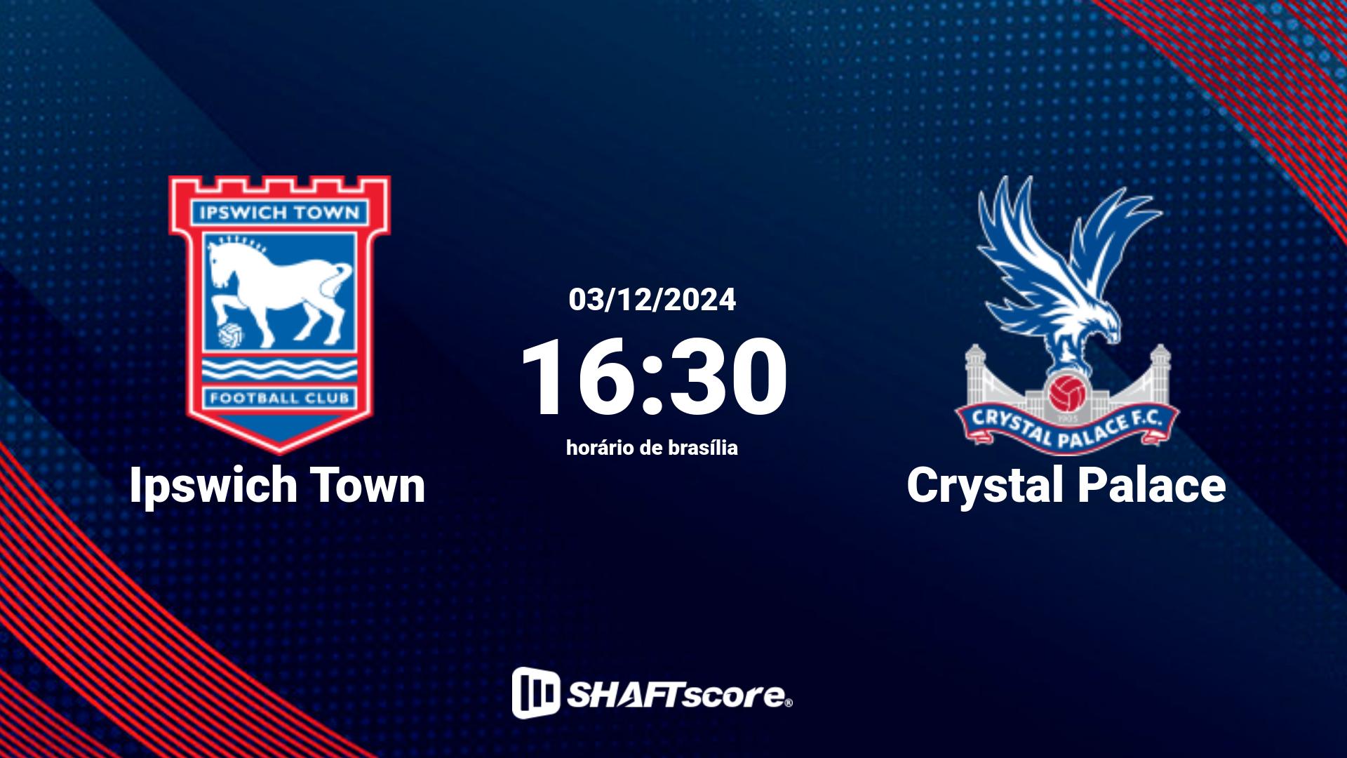 Estatísticas do jogo Ipswich Town vs Crystal Palace 03.12 16:30