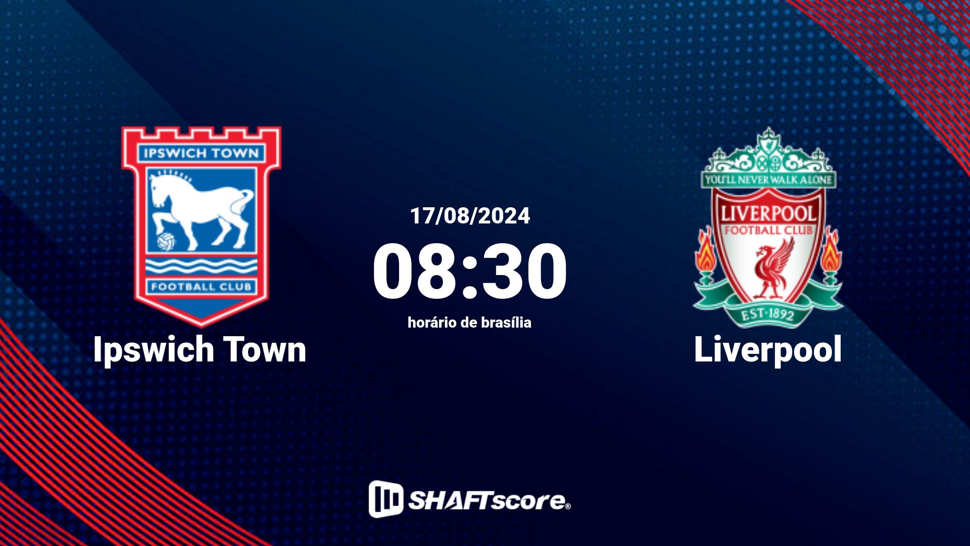 Estatísticas do jogo Ipswich Town vs Liverpool 17.08 08:30