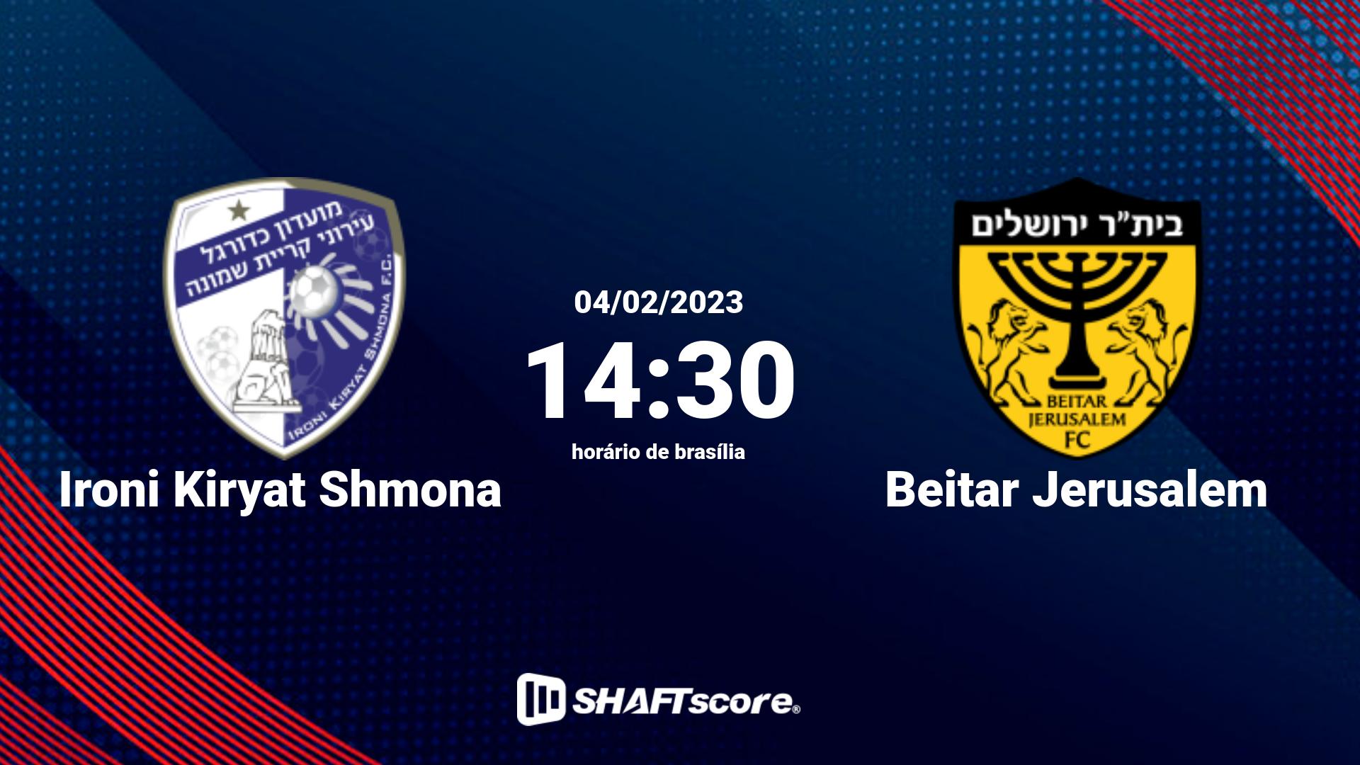 Estatísticas do jogo Ironi Kiryat Shmona vs Beitar Jerusalem 04.02 14:30