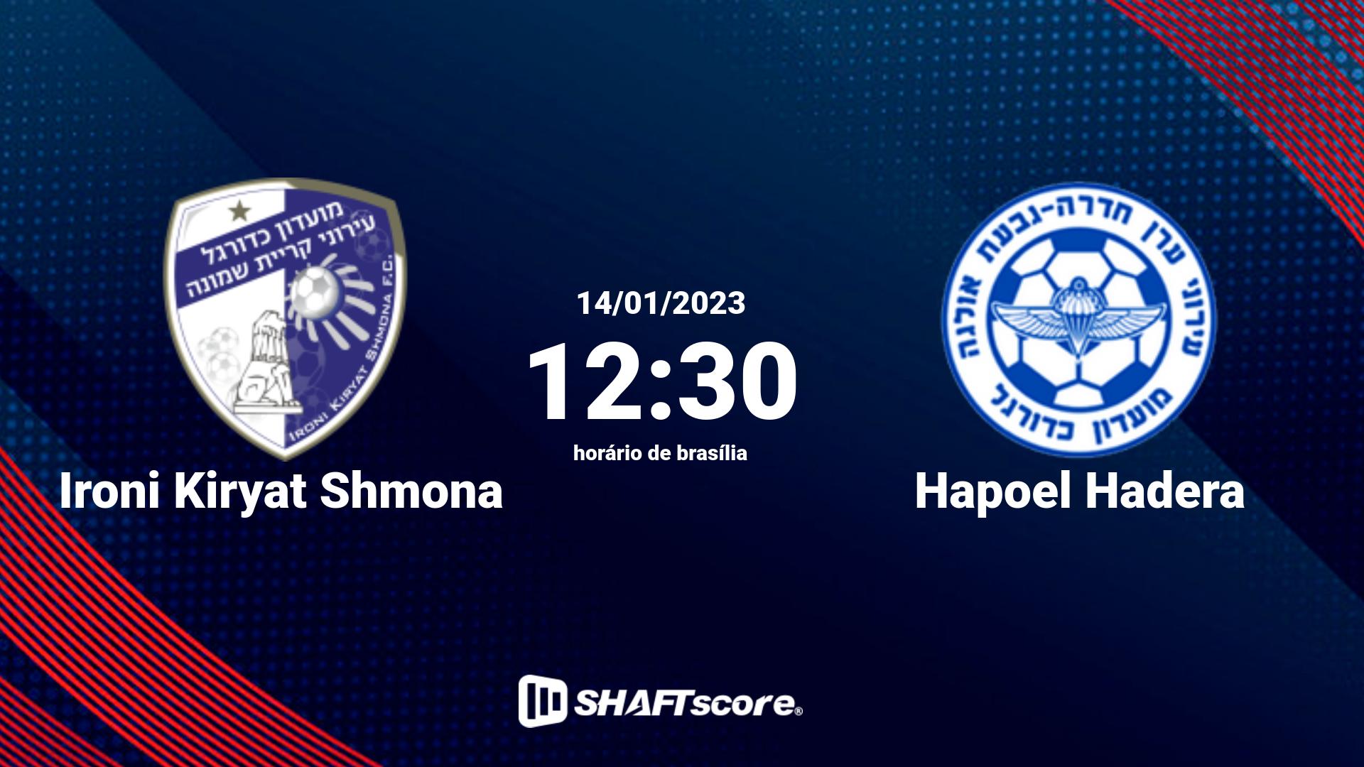 Estatísticas do jogo Ironi Kiryat Shmona vs Hapoel Hadera 14.01 12:30