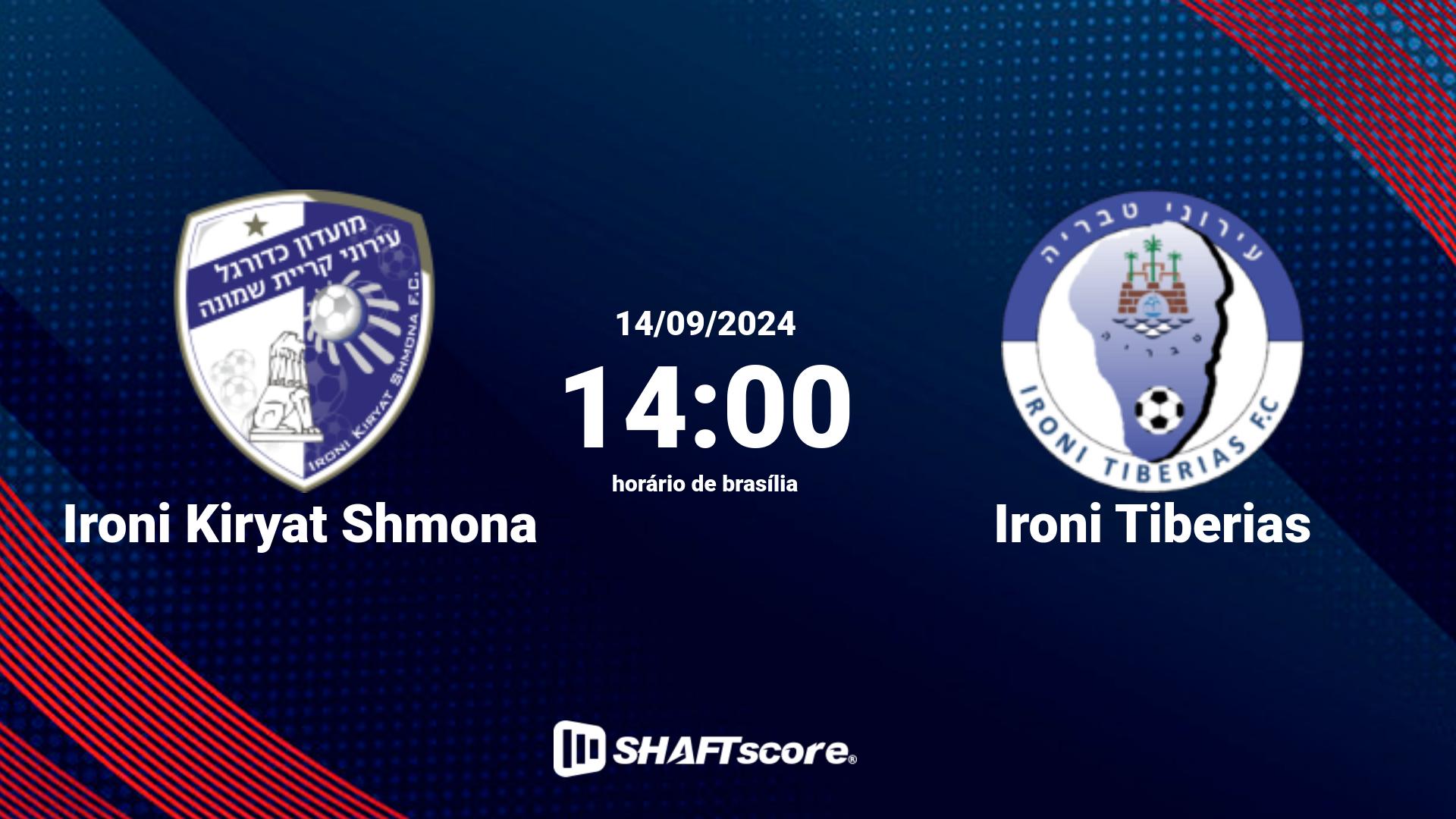 Estatísticas do jogo Ironi Kiryat Shmona vs Ironi Tiberias 14.09 14:00