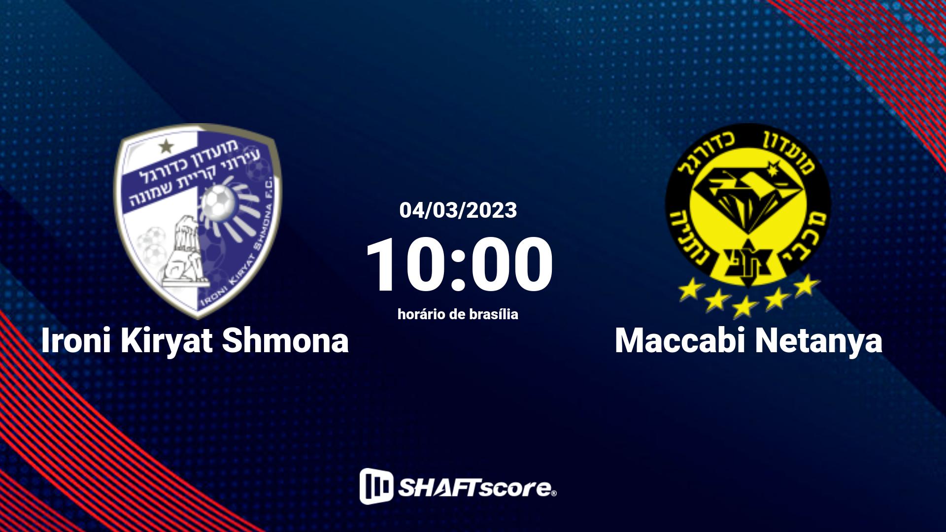 Estatísticas do jogo Ironi Kiryat Shmona vs Maccabi Netanya 04.03 10:00