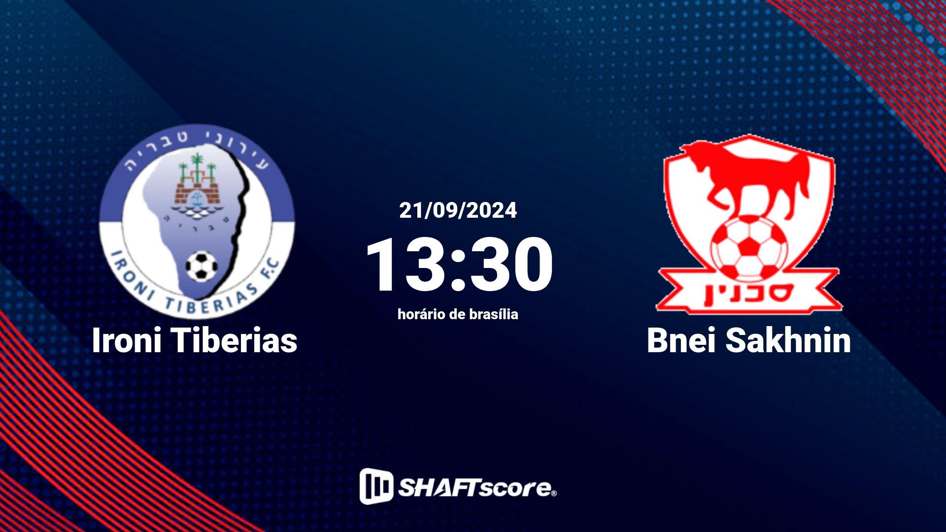 Estatísticas do jogo Ironi Tiberias vs Bnei Sakhnin 21.09 13:30