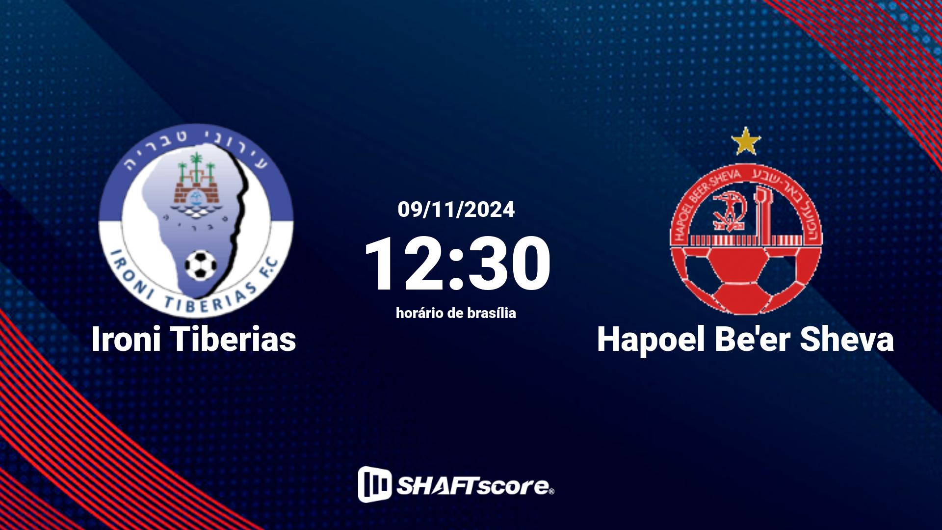 Estatísticas do jogo Ironi Tiberias vs Hapoel Be'er Sheva 09.11 12:30