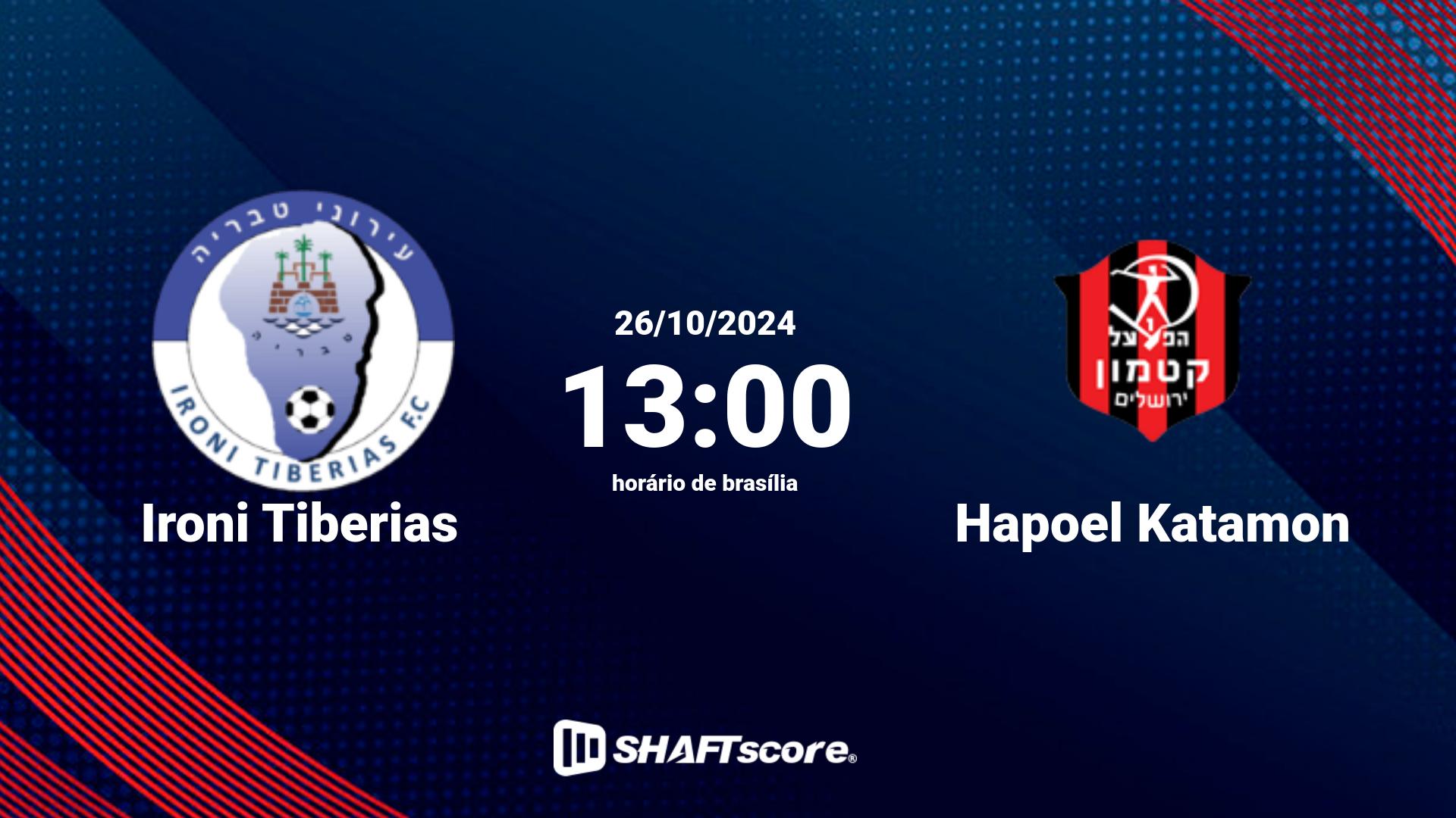 Estatísticas do jogo Ironi Tiberias vs Hapoel Katamon 26.10 13:00