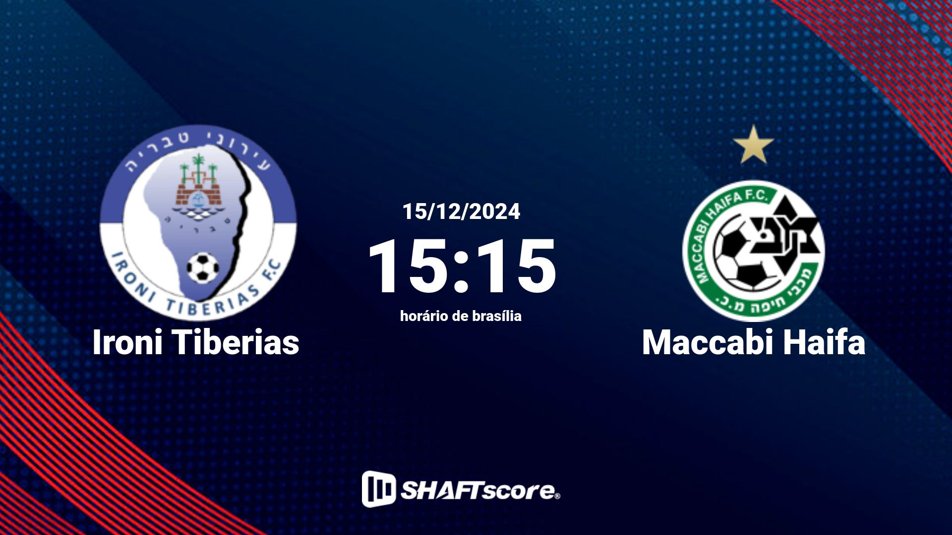 Estatísticas do jogo Ironi Tiberias vs Maccabi Haifa 15.12 15:15