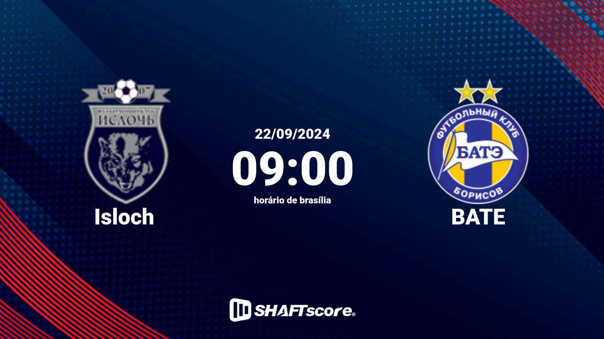 Estatísticas do jogo Isloch vs BATE 22.09 09:00