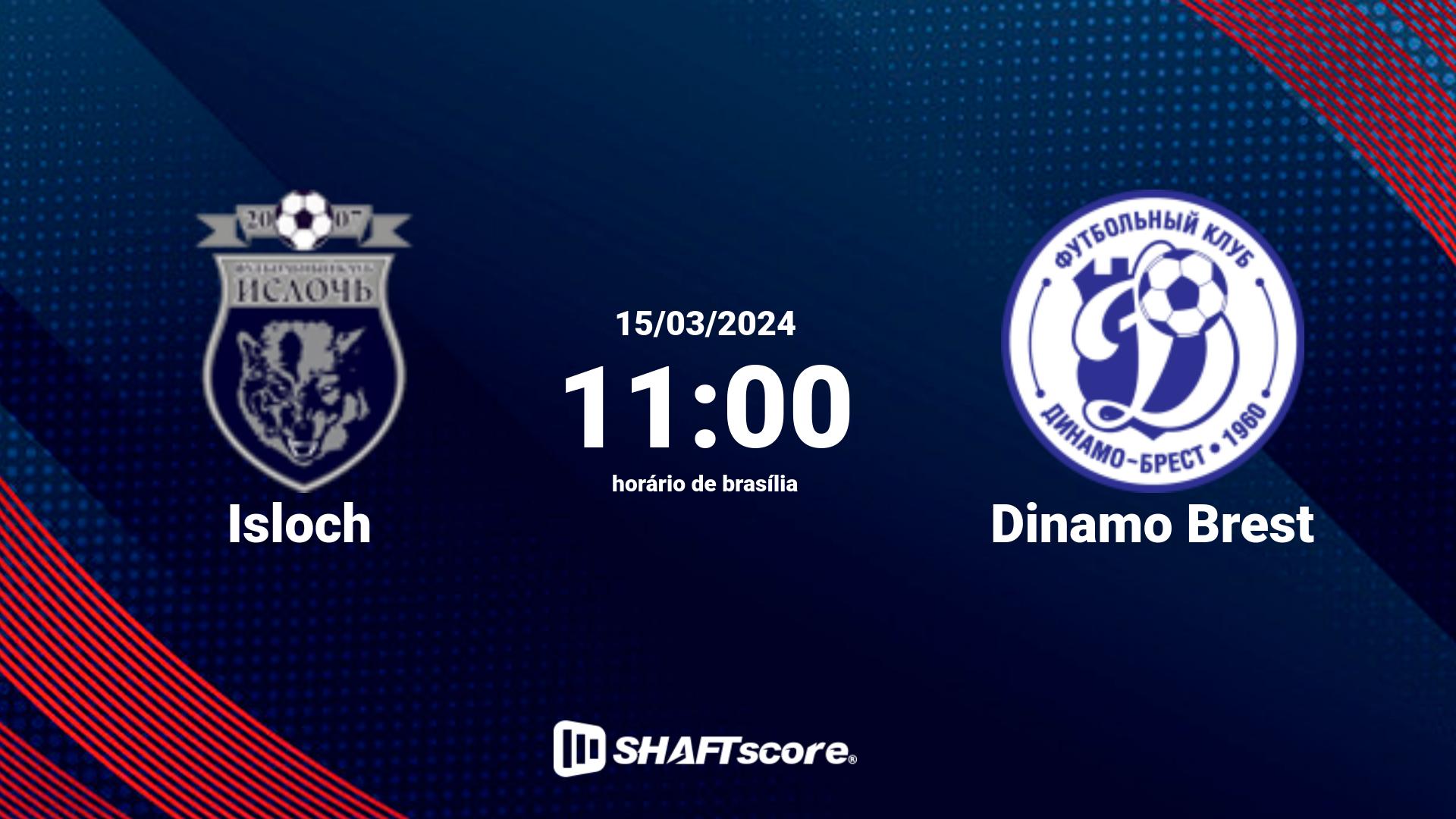 Estatísticas do jogo Isloch vs Dinamo Brest 15.03 11:00