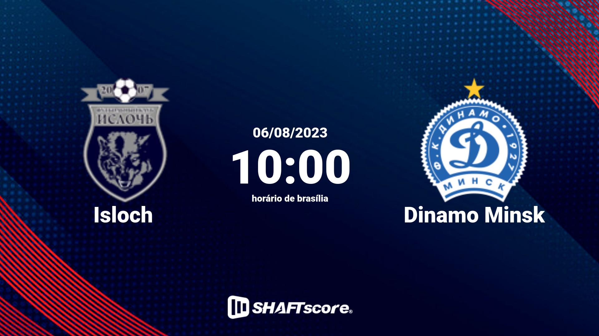 Estatísticas do jogo Isloch vs Dinamo Minsk 06.08 10:00