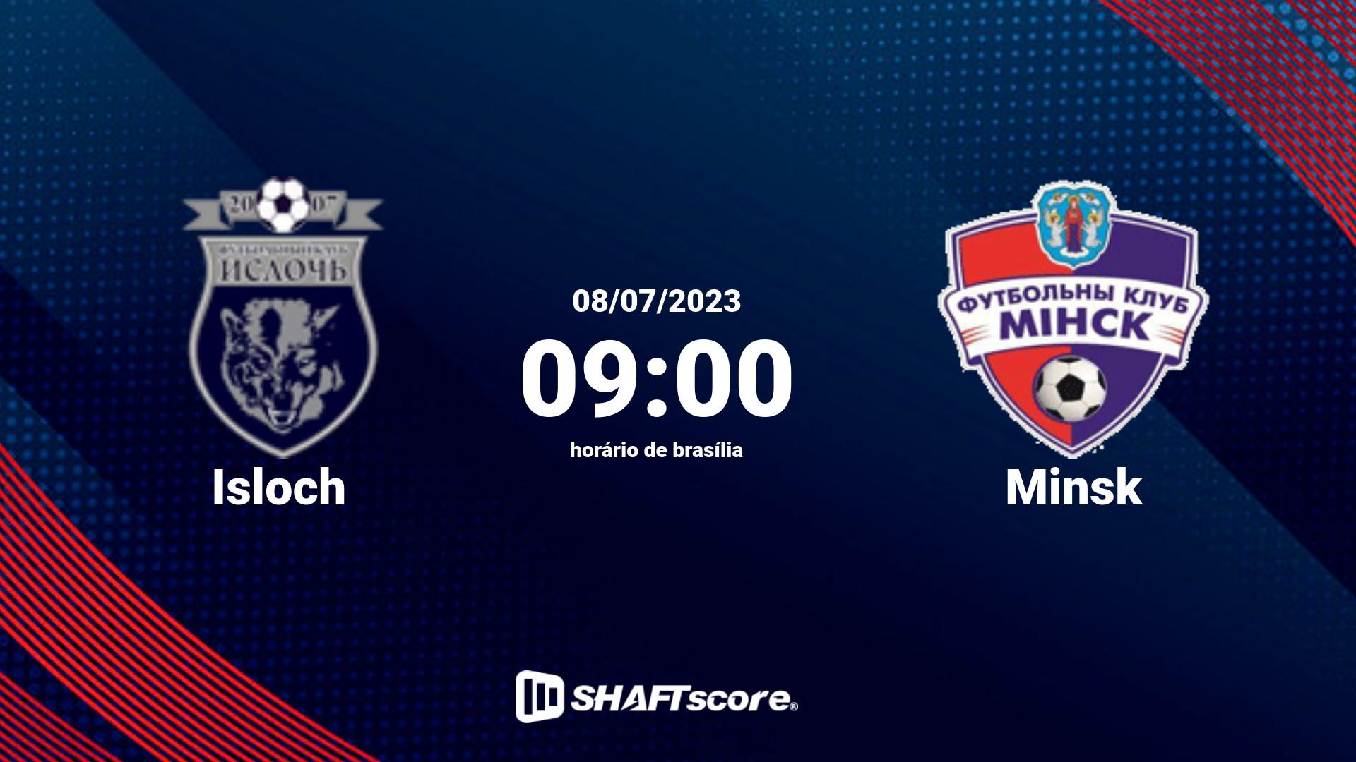 Estatísticas do jogo Isloch vs Minsk 08.07 09:00