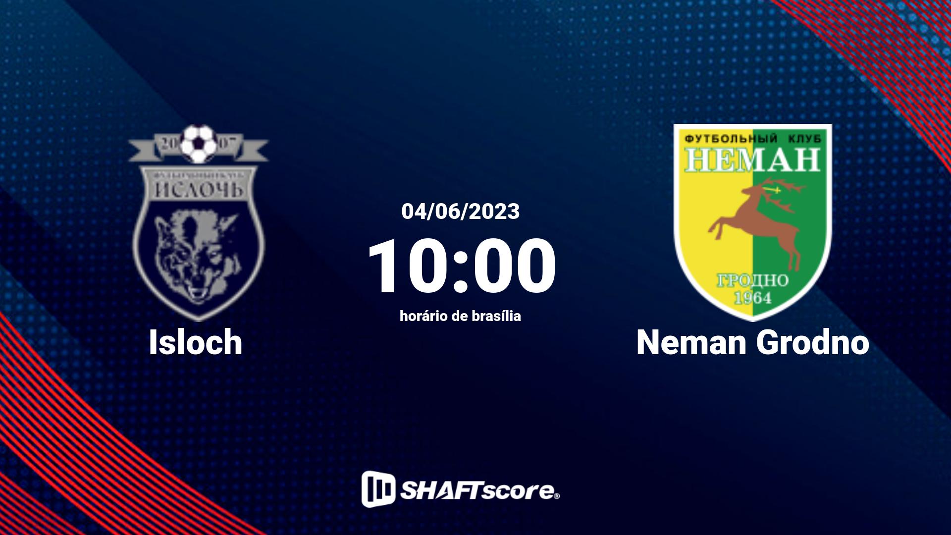 Estatísticas do jogo Isloch vs Neman Grodno 04.06 10:00