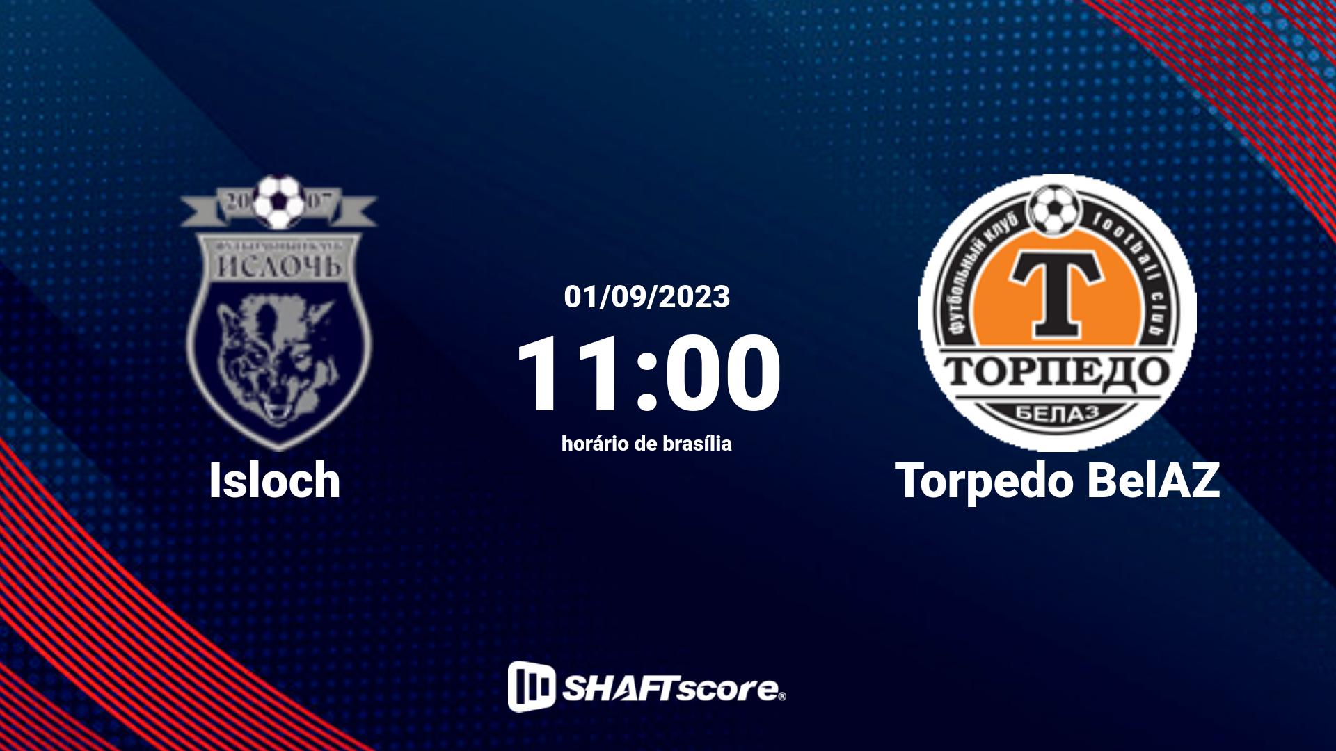 Estatísticas do jogo Isloch vs Torpedo BelAZ 01.09 11:00