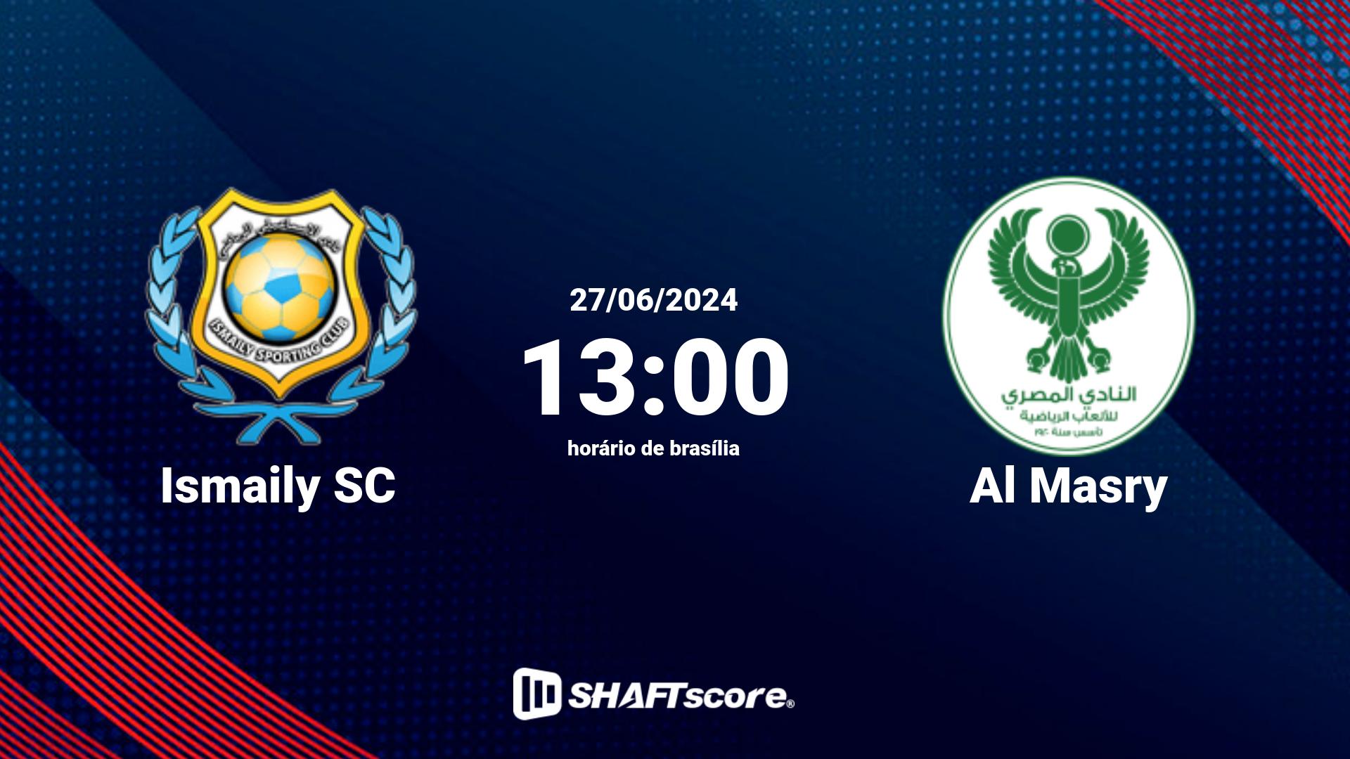 Estatísticas do jogo Ismaily SC vs Al Masry 27.06 13:00