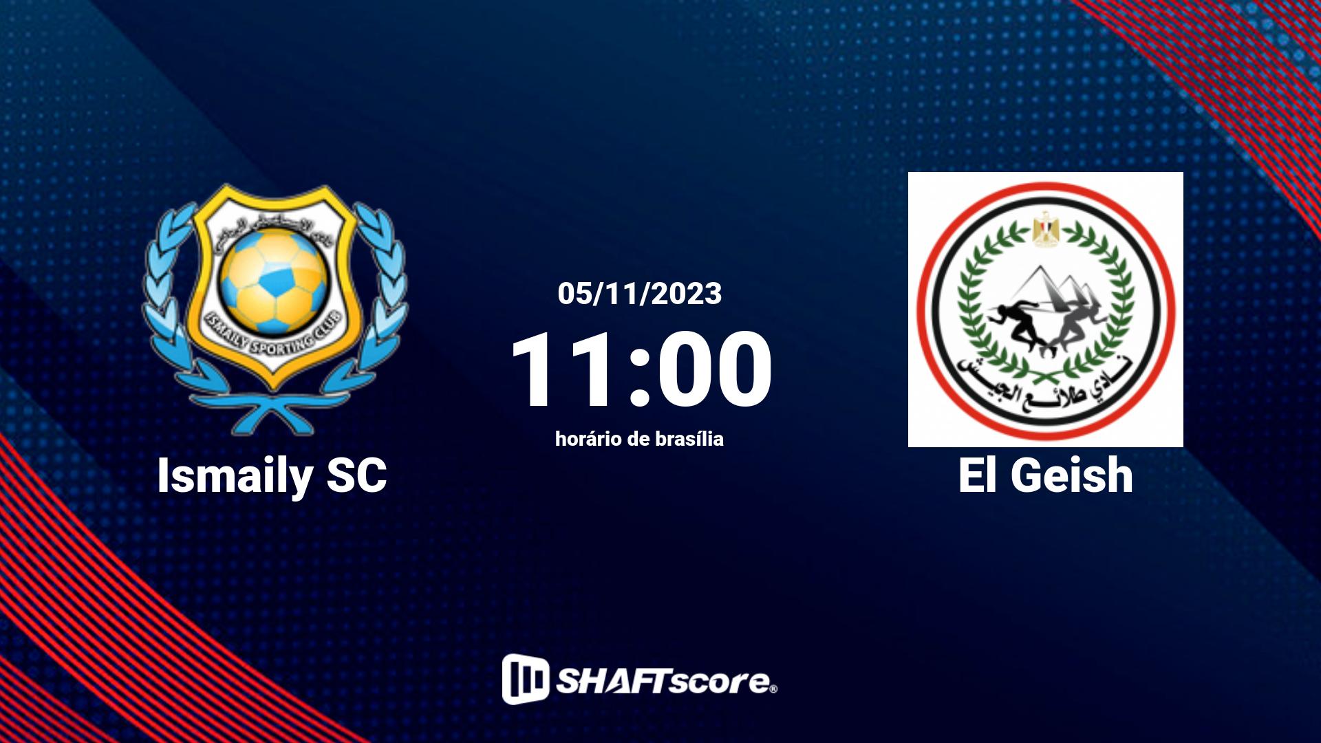 Estatísticas do jogo Ismaily SC vs El Geish 05.11 11:00