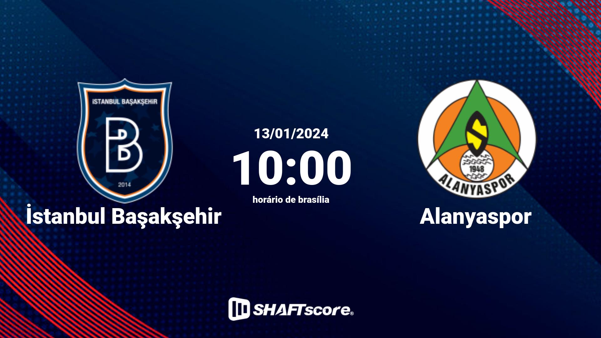 Estatísticas do jogo İstanbul Başakşehir vs Alanyaspor 13.01 10:00