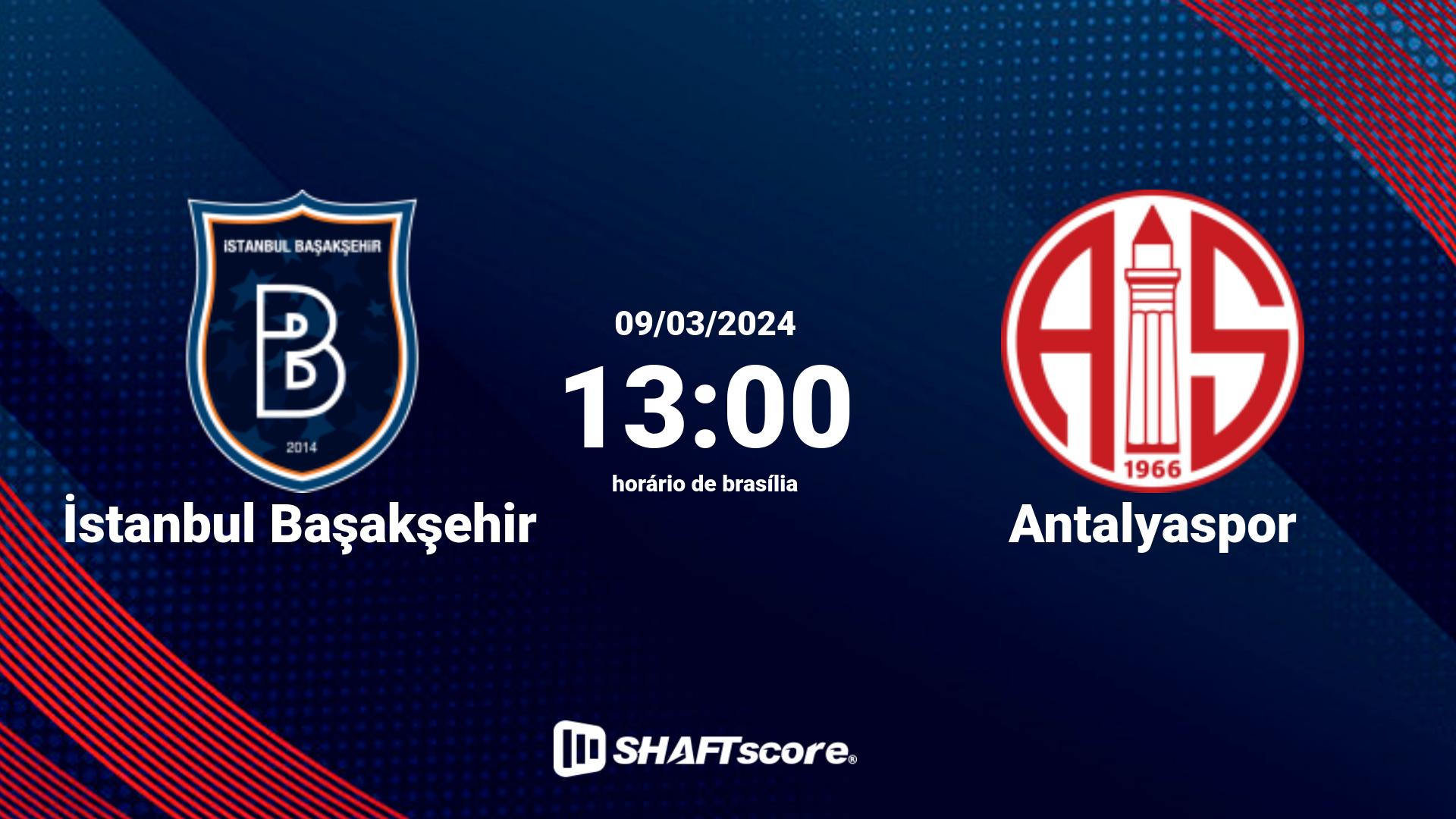 Estatísticas do jogo İstanbul Başakşehir vs Antalyaspor 09.03 13:00