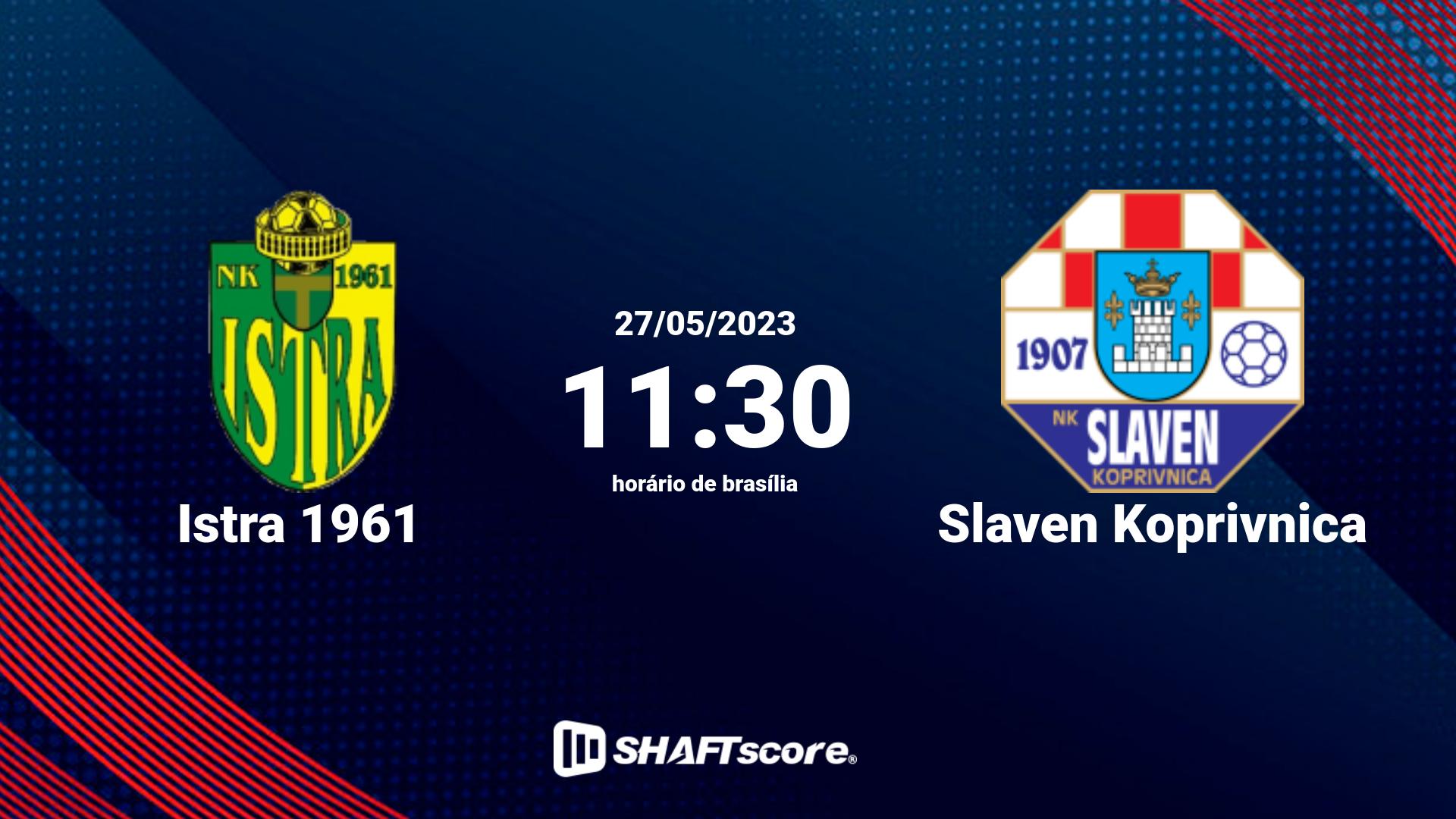 Estatísticas do jogo Istra 1961 vs Slaven Koprivnica 27.05 11:30