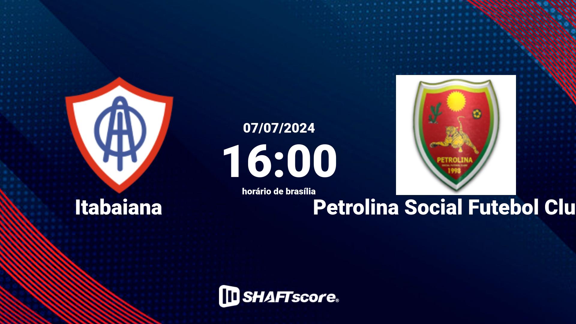 Estatísticas do jogo Itabaiana vs Petrolina Social Futebol Clube 07.07 16:00