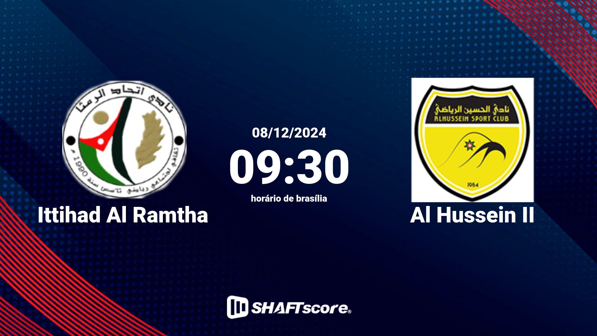 Estatísticas do jogo Ittihad Al Ramtha vs Al Hussein II 08.12 09:30