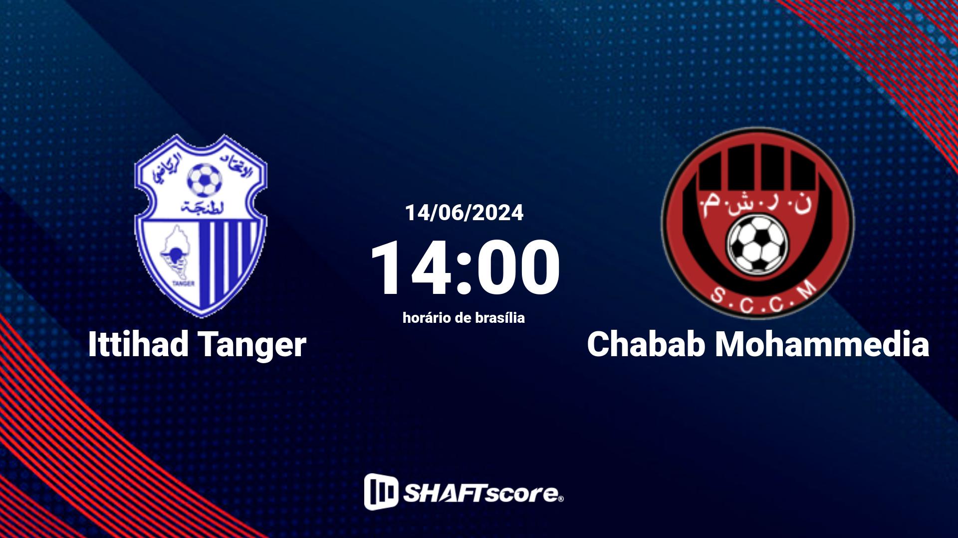 Estatísticas do jogo Ittihad Tanger vs Chabab Mohammedia 14.06 14:00