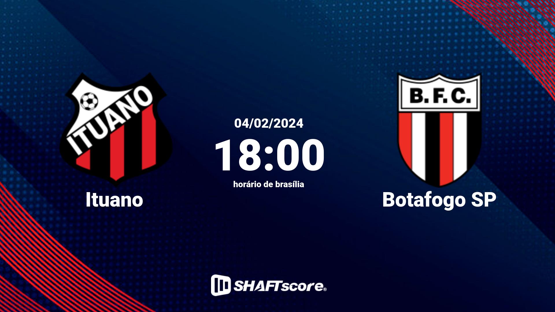 Estatísticas do jogo Ituano vs Botafogo SP 04.02 18:00