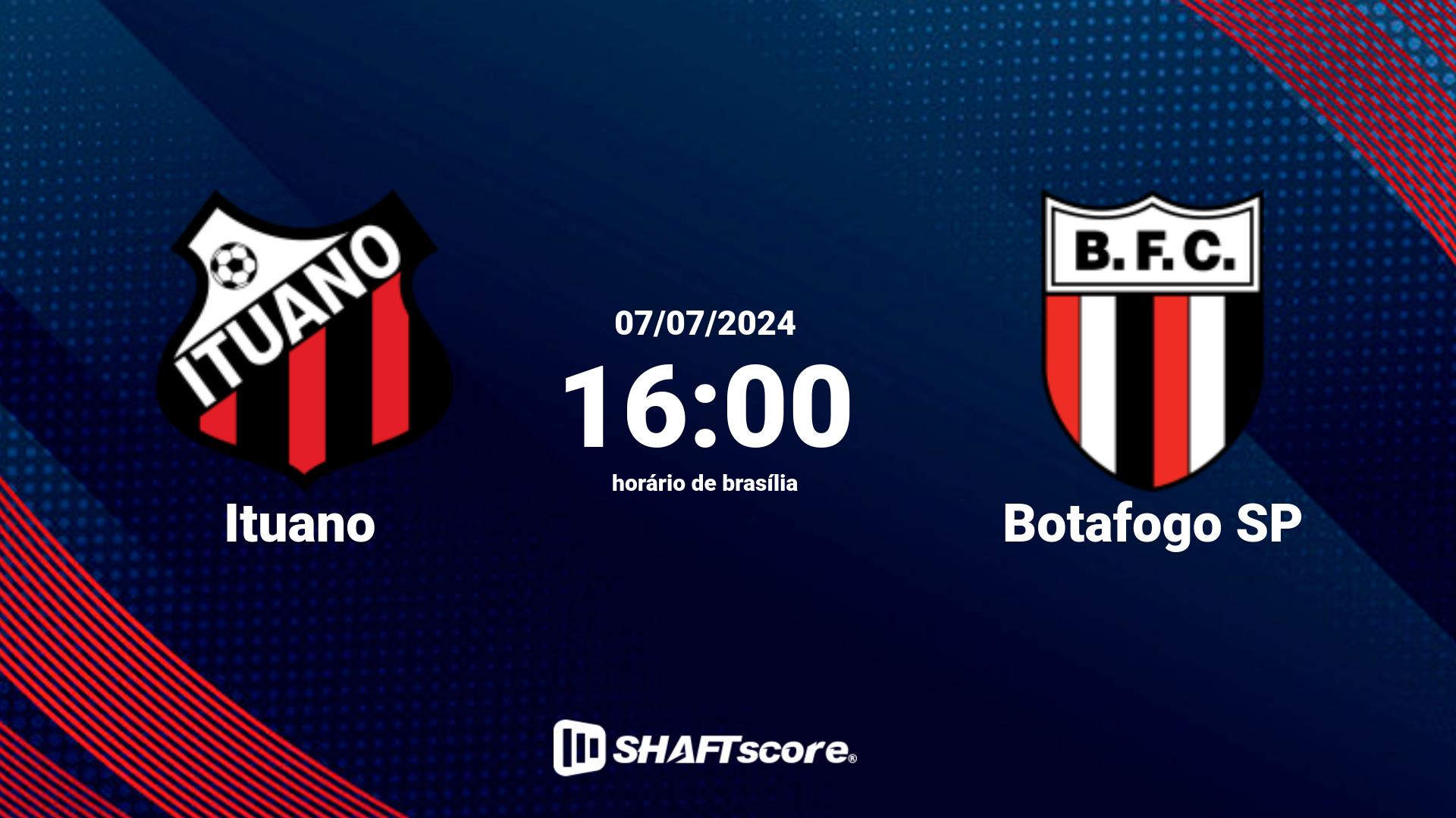 Estatísticas do jogo Ituano vs Botafogo SP 07.07 16:00