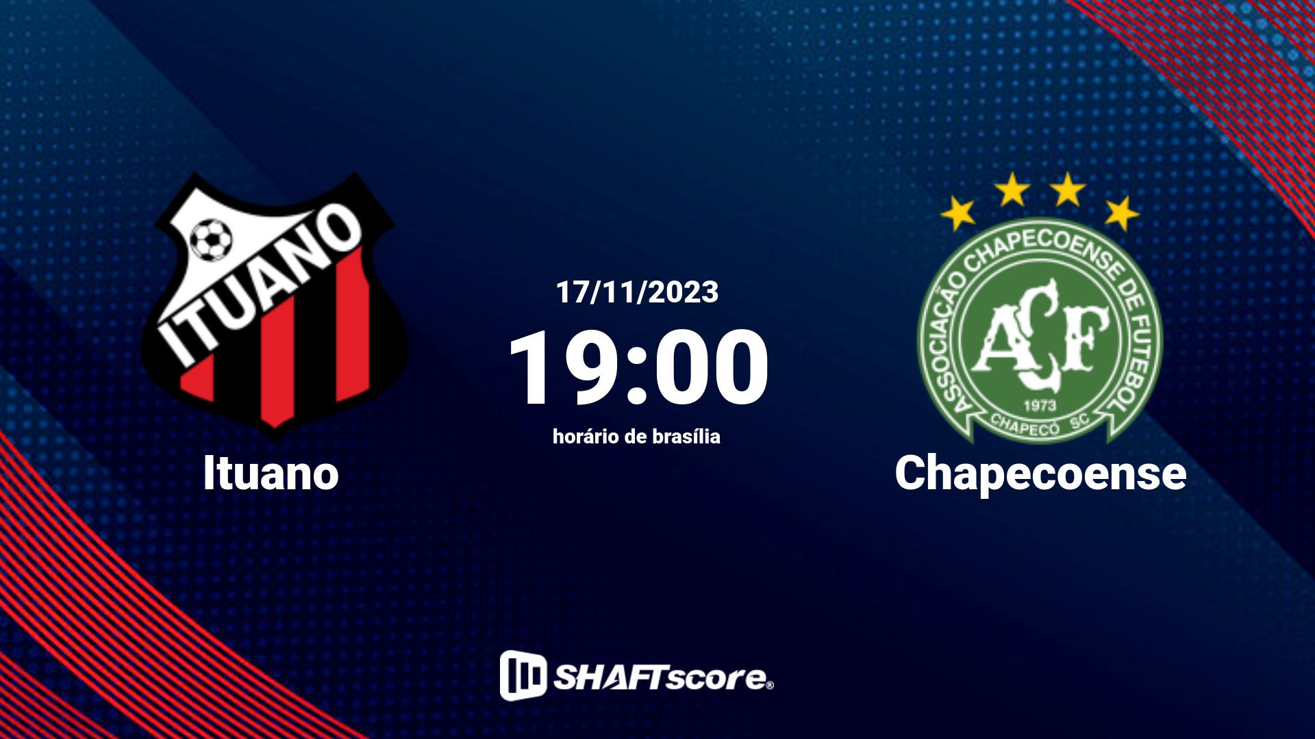 Estatísticas do jogo Ituano vs Chapecoense 17.11 19:00