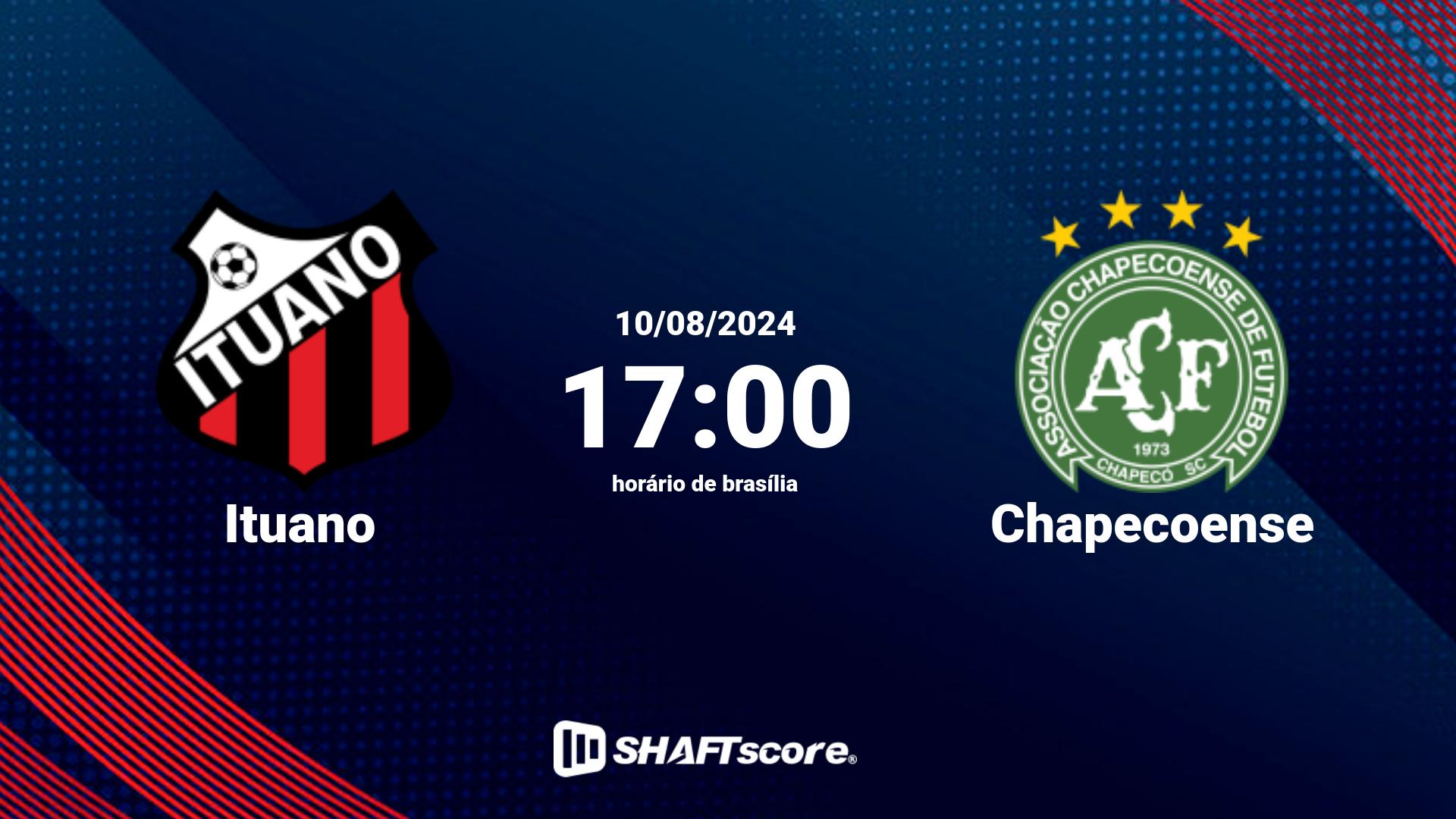 Estatísticas do jogo Ituano vs Chapecoense 10.08 17:00