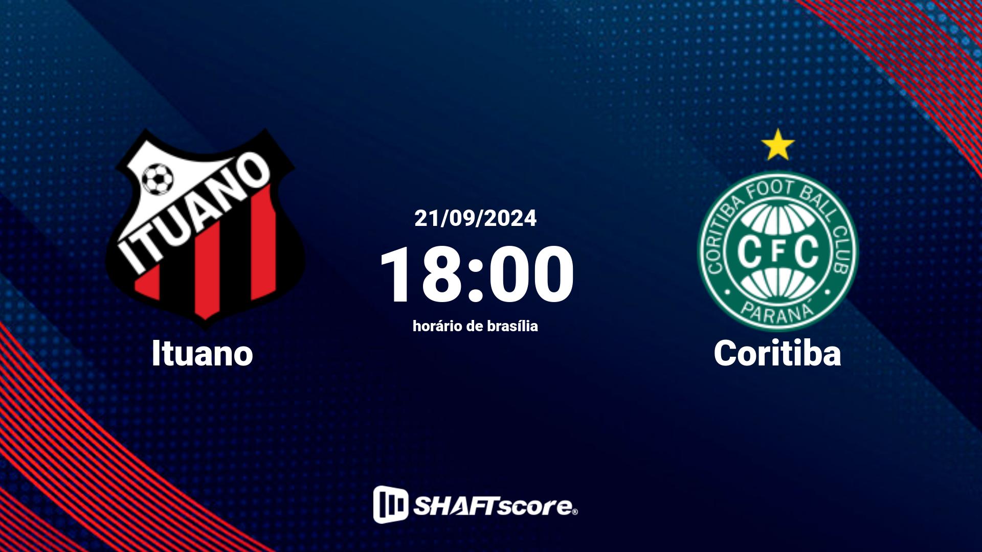 Estatísticas do jogo Ituano vs Coritiba 21.09 18:00