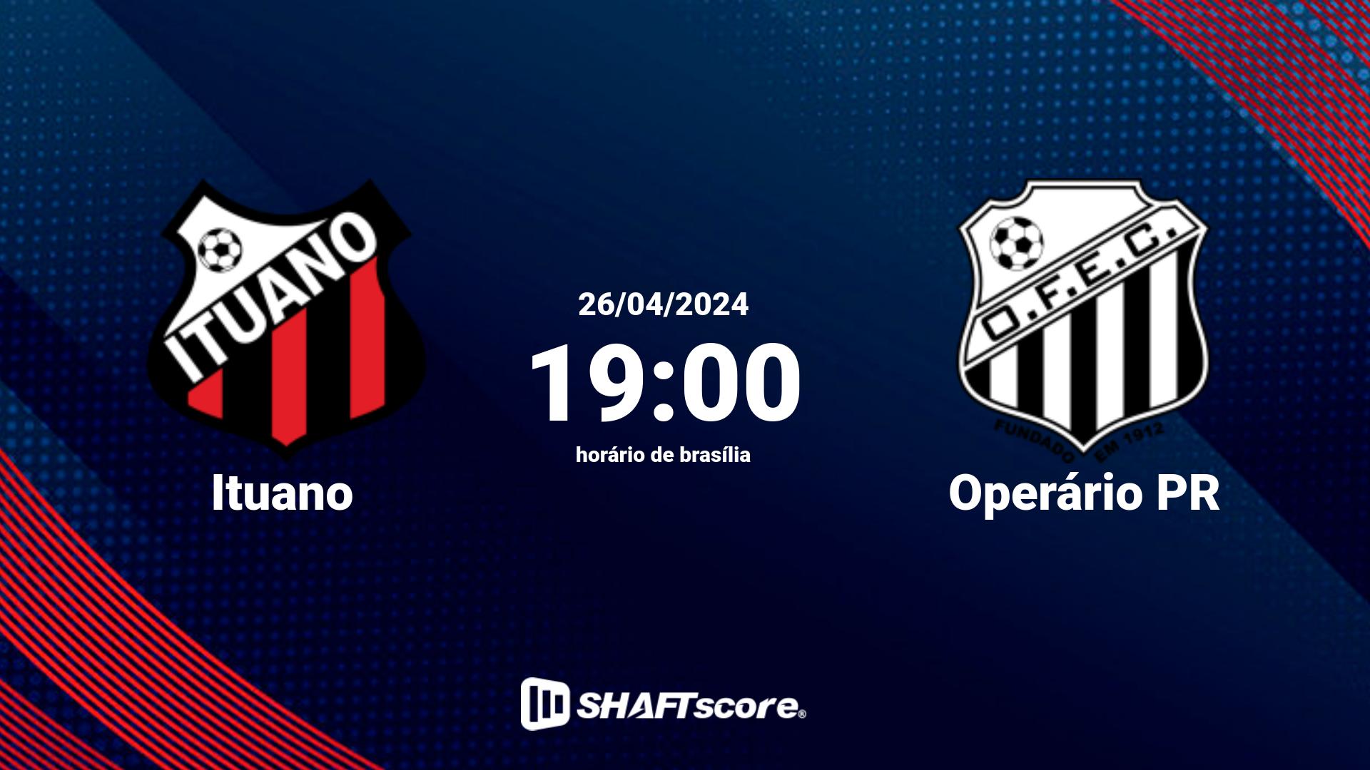 Estatísticas do jogo Ituano vs Operário PR 26.04 19:00