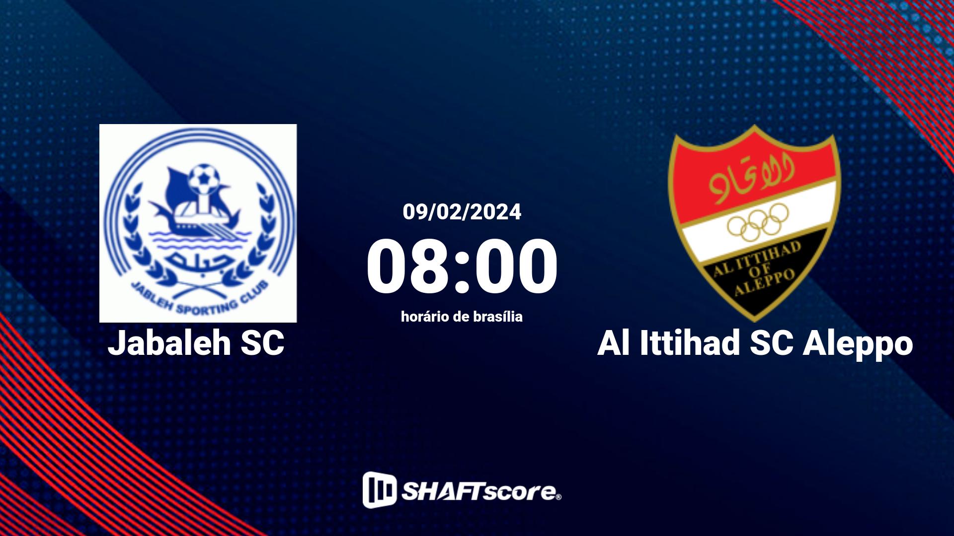 Estatísticas do jogo Jabaleh SC vs Al Ittihad SC Aleppo 09.02 08:00