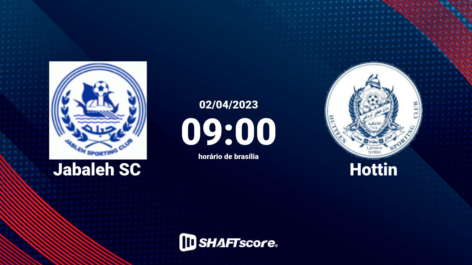 Estatísticas do jogo Jabaleh SC vs Hottin 02.04 09:00