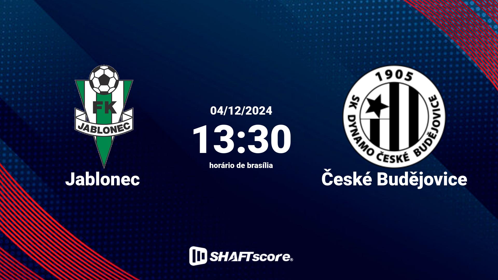 Estatísticas do jogo Jablonec vs České Budějovice 04.12 13:30