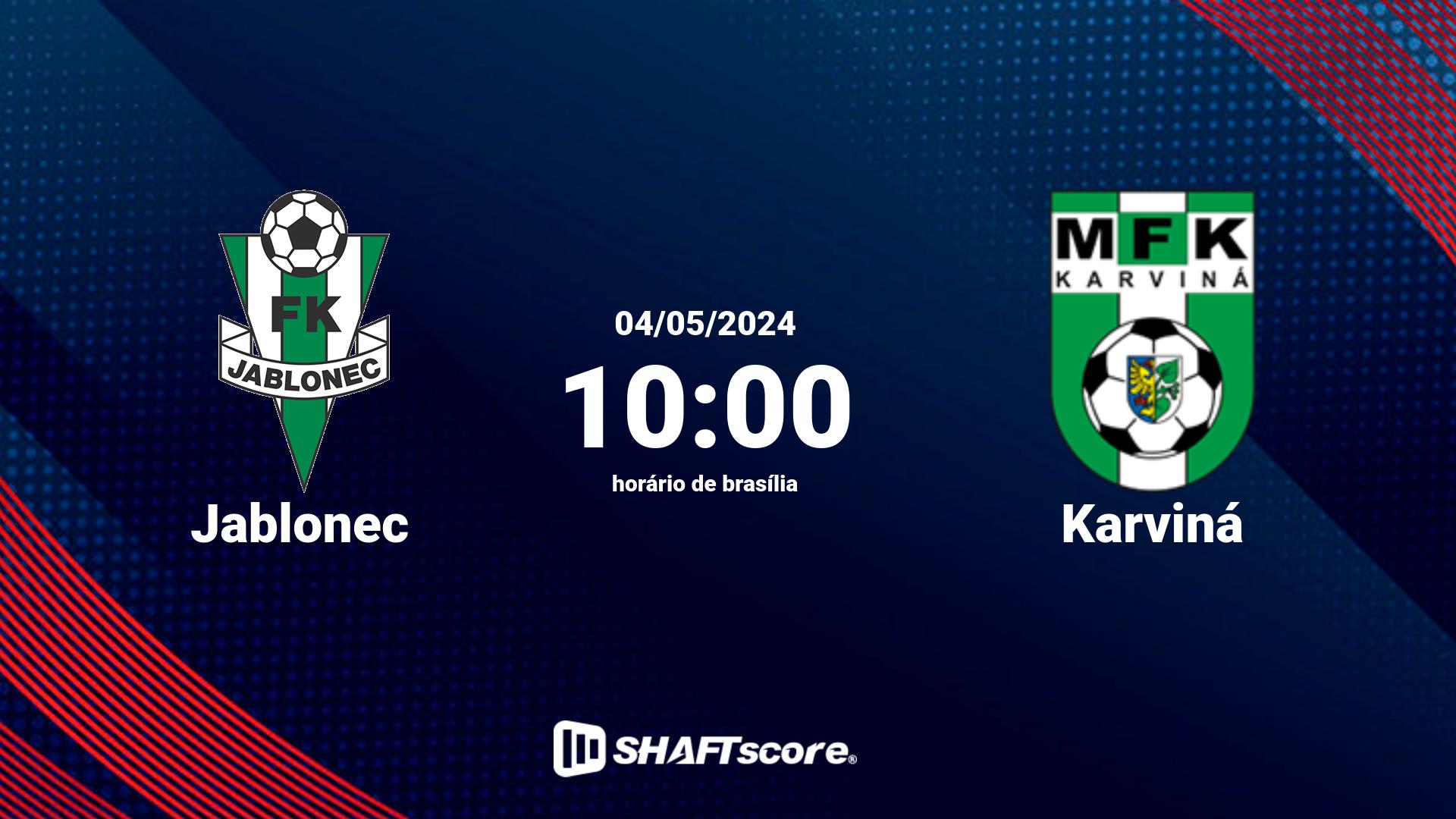 Estatísticas do jogo Jablonec vs Karviná 04.05 10:00