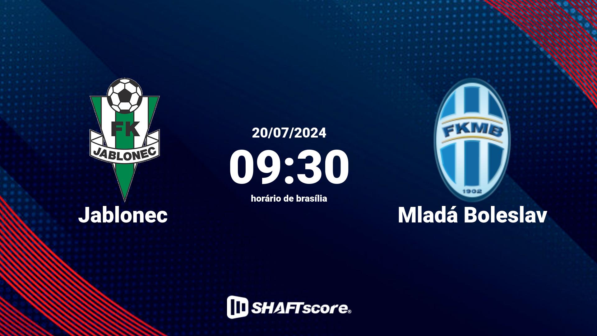 Estatísticas do jogo Jablonec vs Mladá Boleslav 20.07 09:30