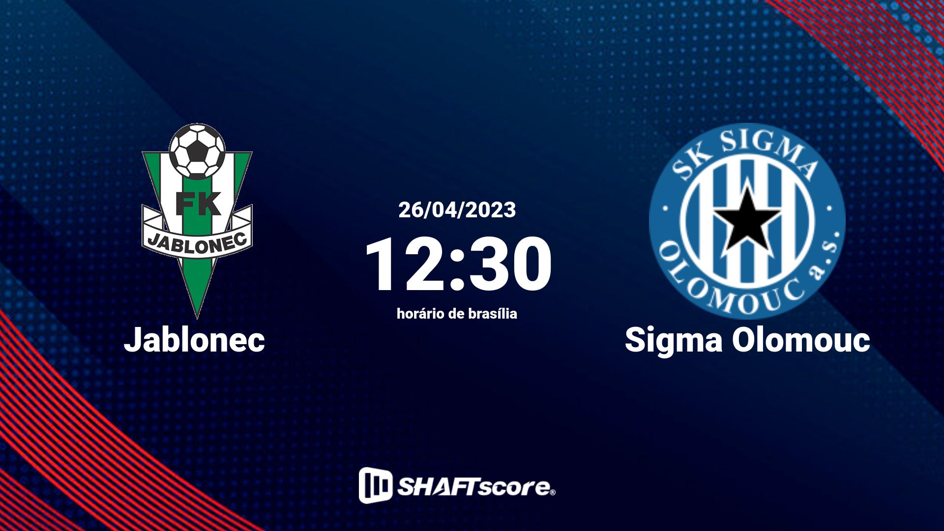 Estatísticas do jogo Jablonec vs Sigma Olomouc 26.04 12:30