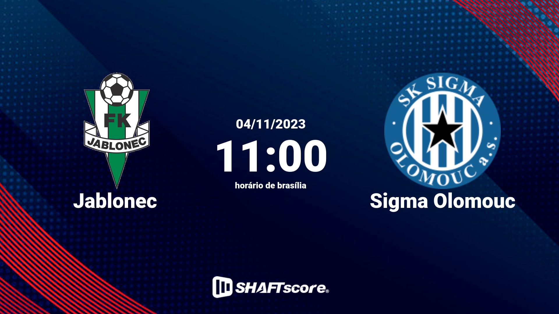 Estatísticas do jogo Jablonec vs Sigma Olomouc 04.11 11:00