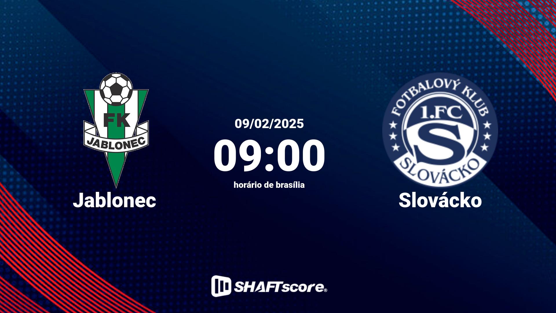 Estatísticas do jogo Jablonec vs Slovácko 09.02 09:00