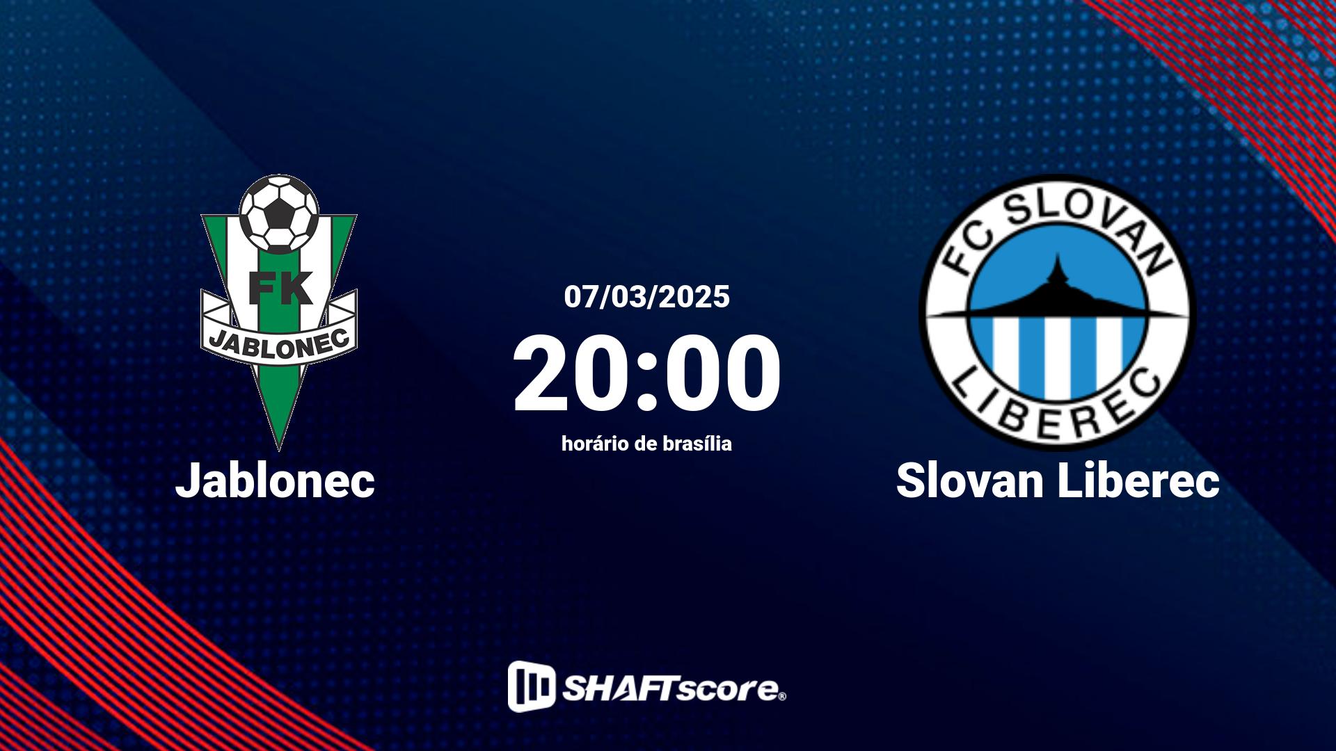 Estatísticas do jogo Jablonec vs Slovan Liberec 07.03 20:00