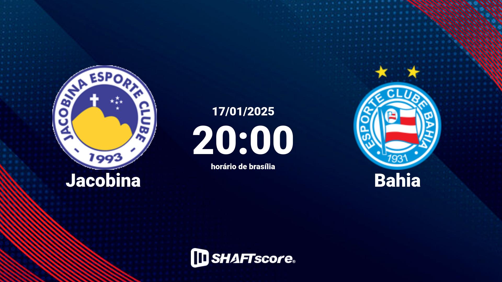 Estatísticas do jogo Jacobina vs Bahia 17.01 20:00