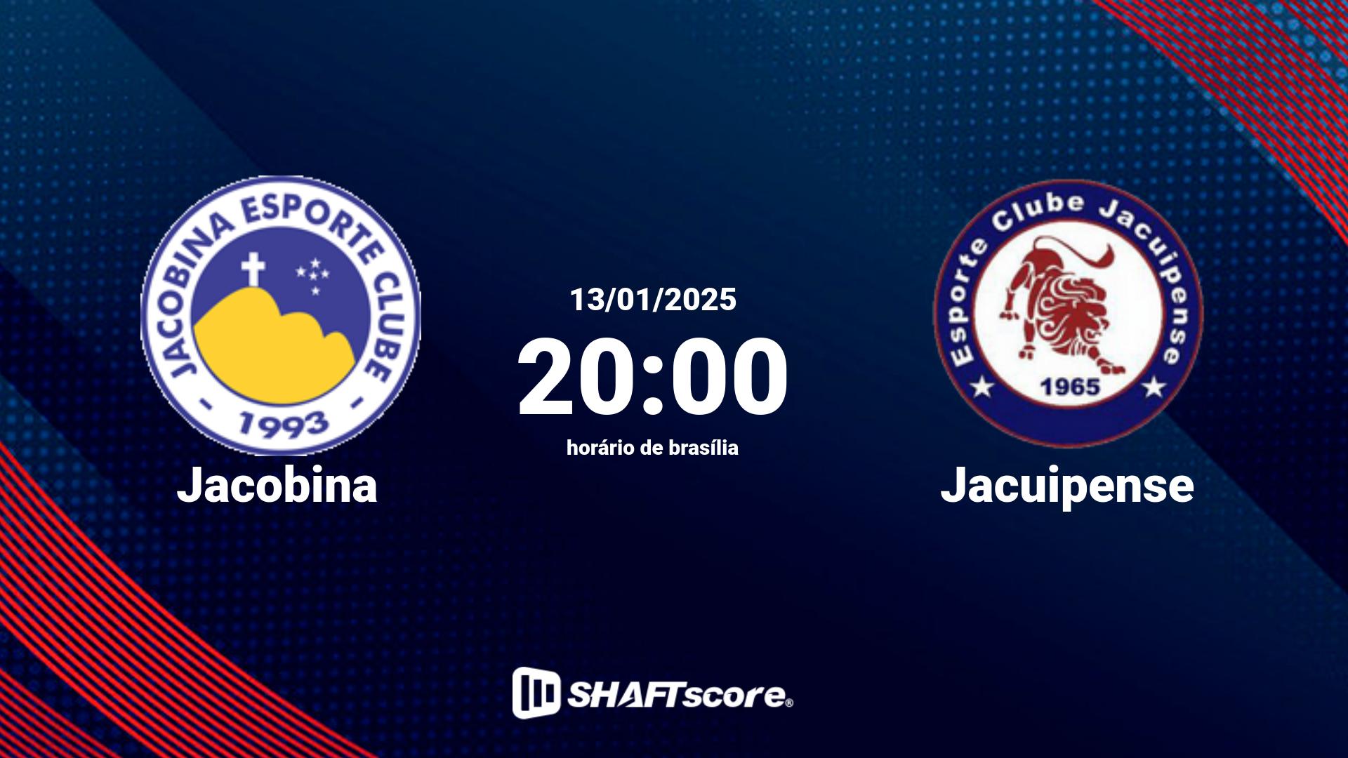 Estatísticas do jogo Jacobina vs Jacuipense 13.01 20:00