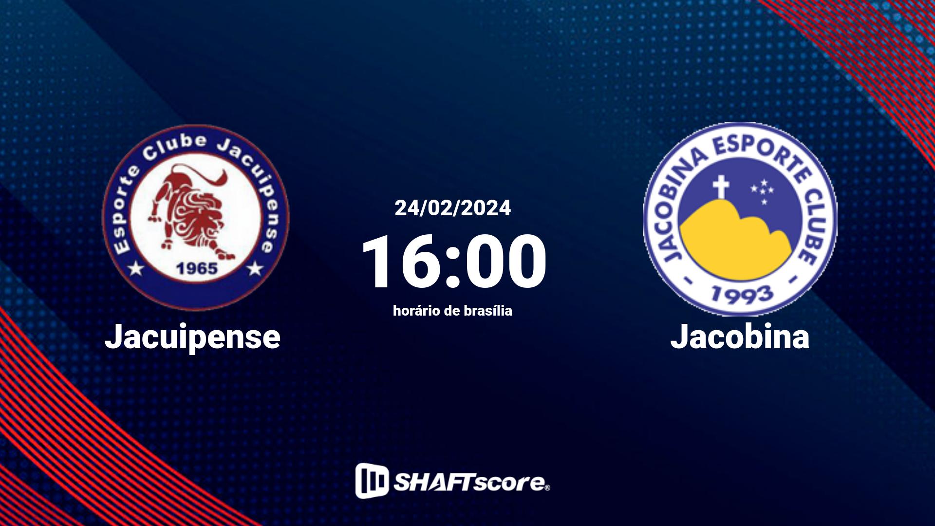 Estatísticas do jogo Jacuipense vs Jacobina 24.02 16:00