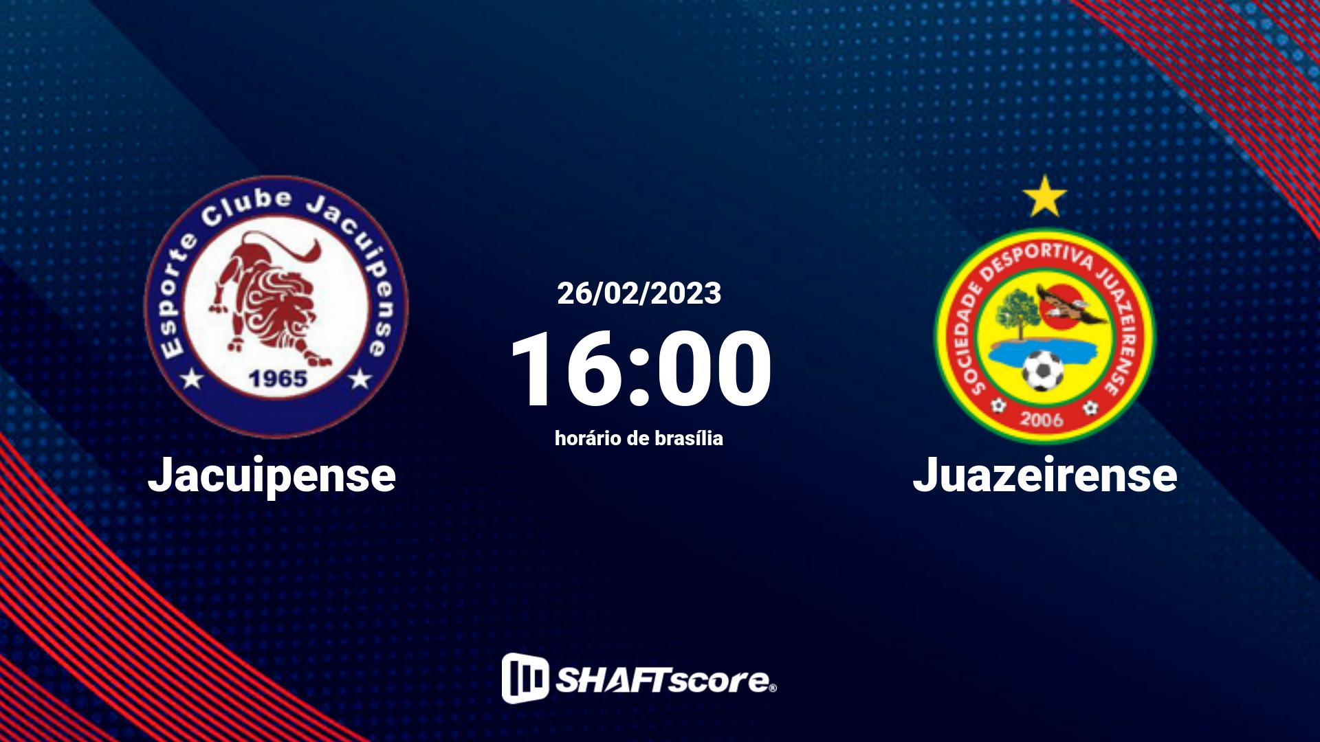 Estatísticas do jogo Jacuipense vs Juazeirense 26.02 16:00