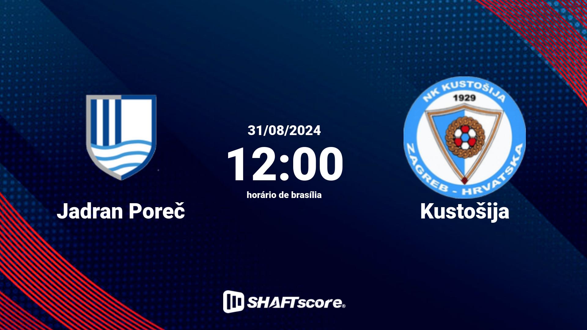 Estatísticas do jogo Jadran Poreč vs Kustošija 31.08 12:00